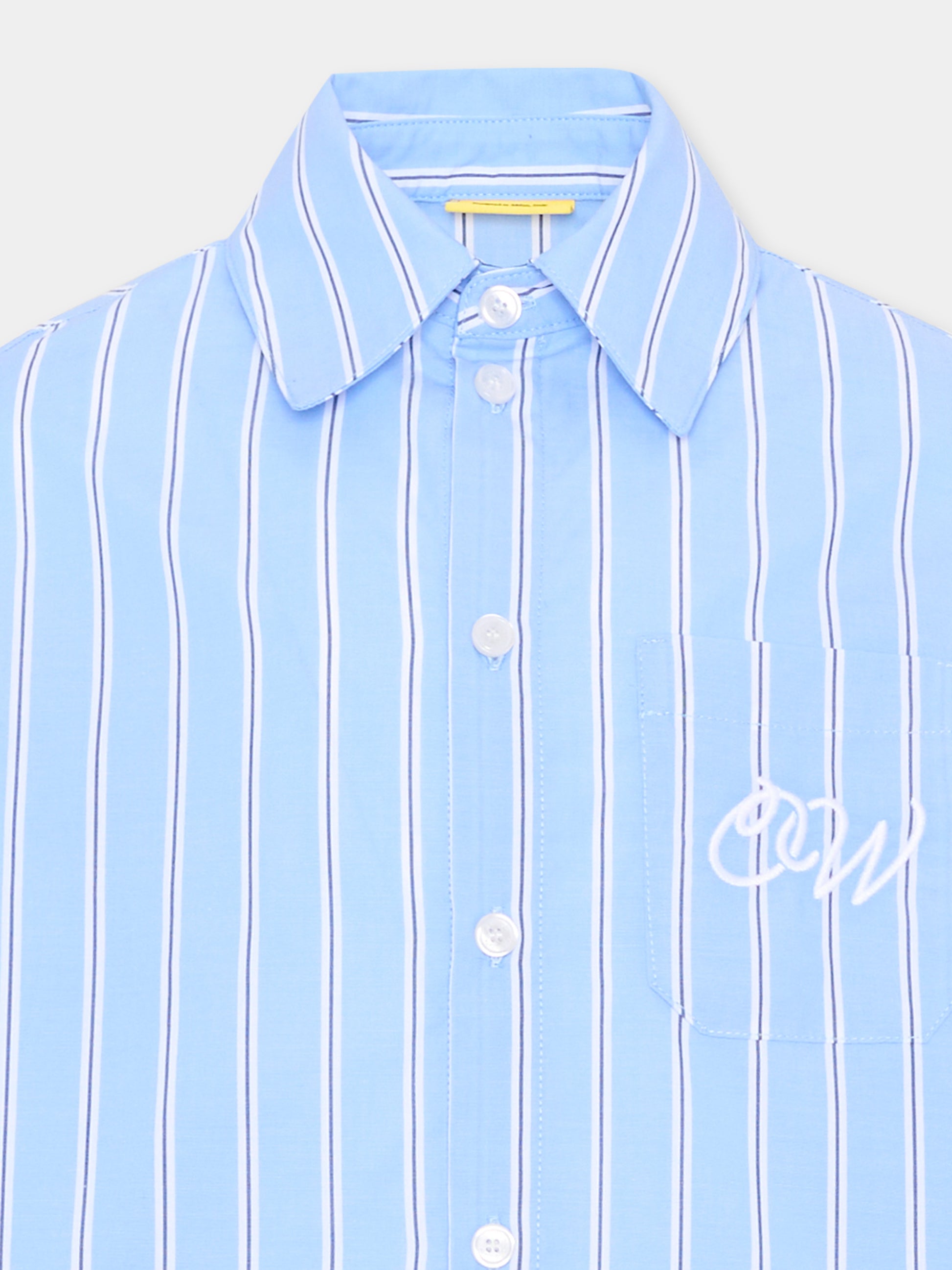 Camicia celeste a righe per bambino,Off White,44BGA00AS26F002430