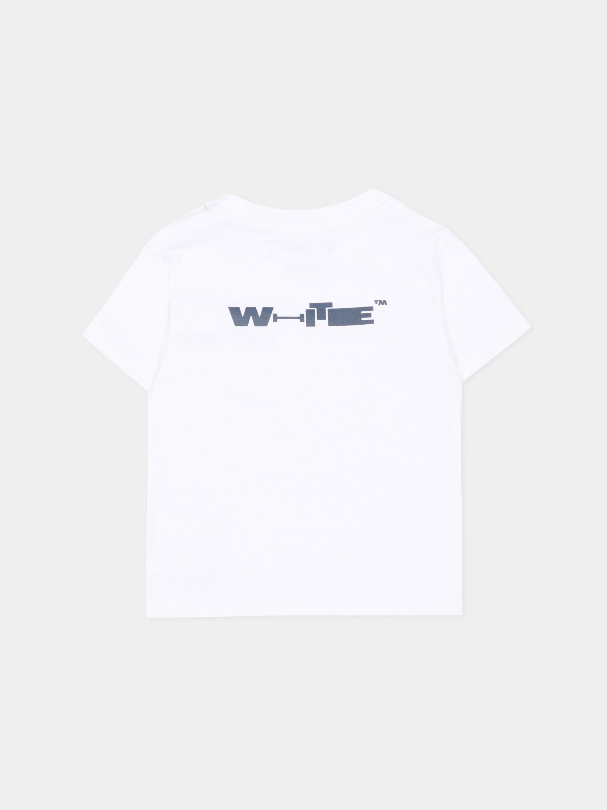 T-shirt bianca per neonati con logo,Off White,44BXB001S26J001100