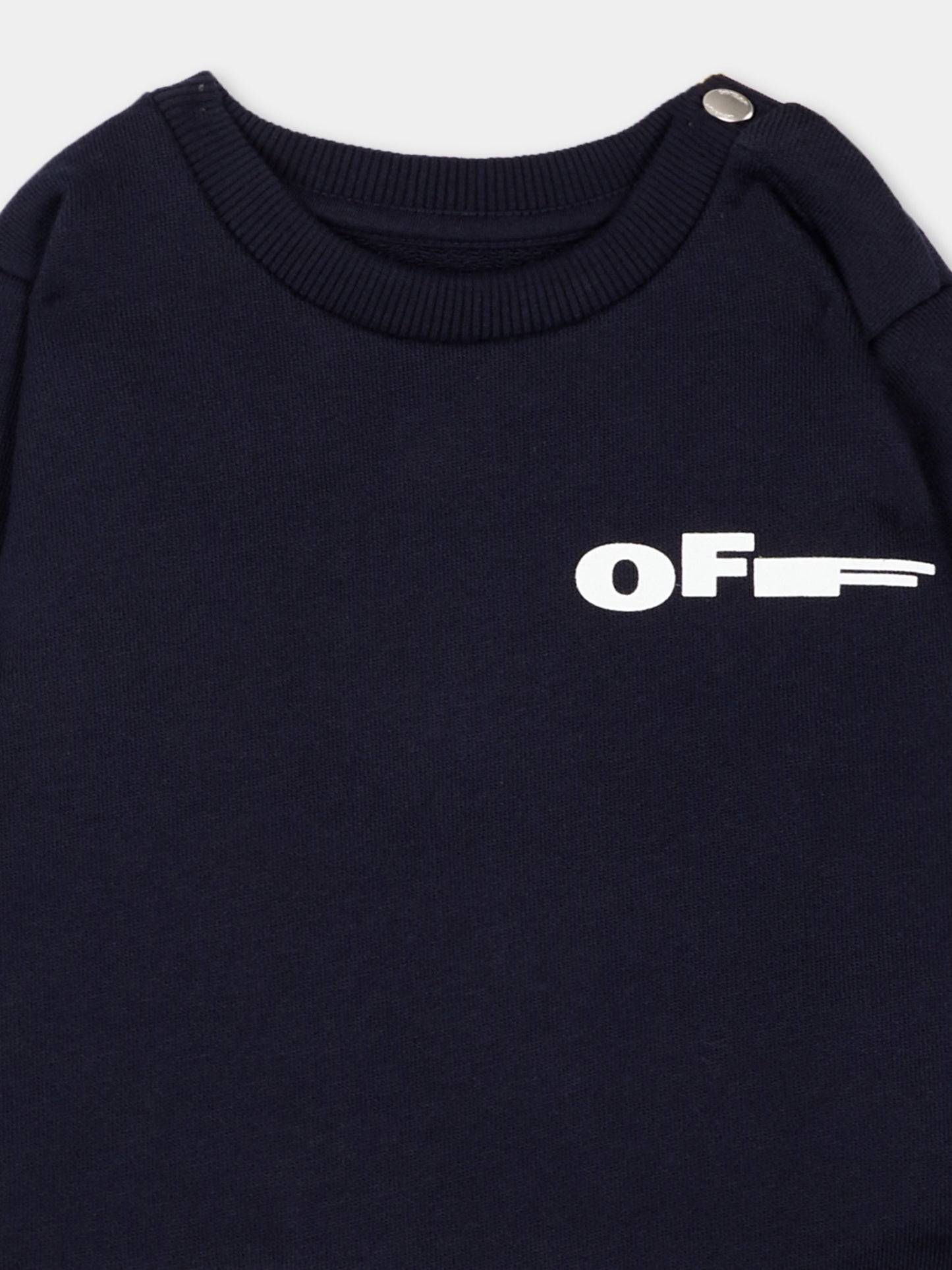 Felpa blu per neonati con logo,Off White,44BXC001S26F001410