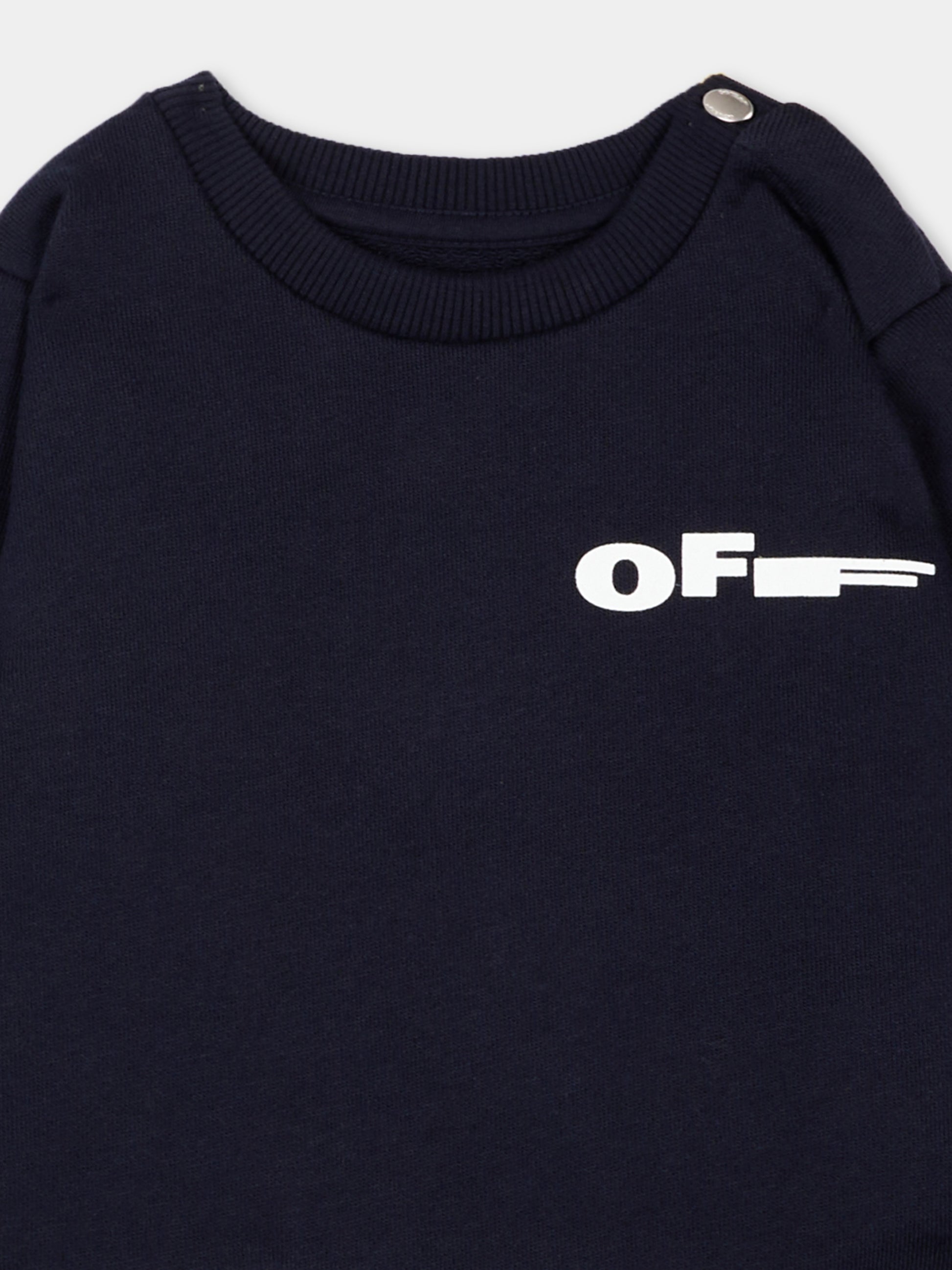 Felpa blu per neonati con logo,Off White,44BXC001S26F001410