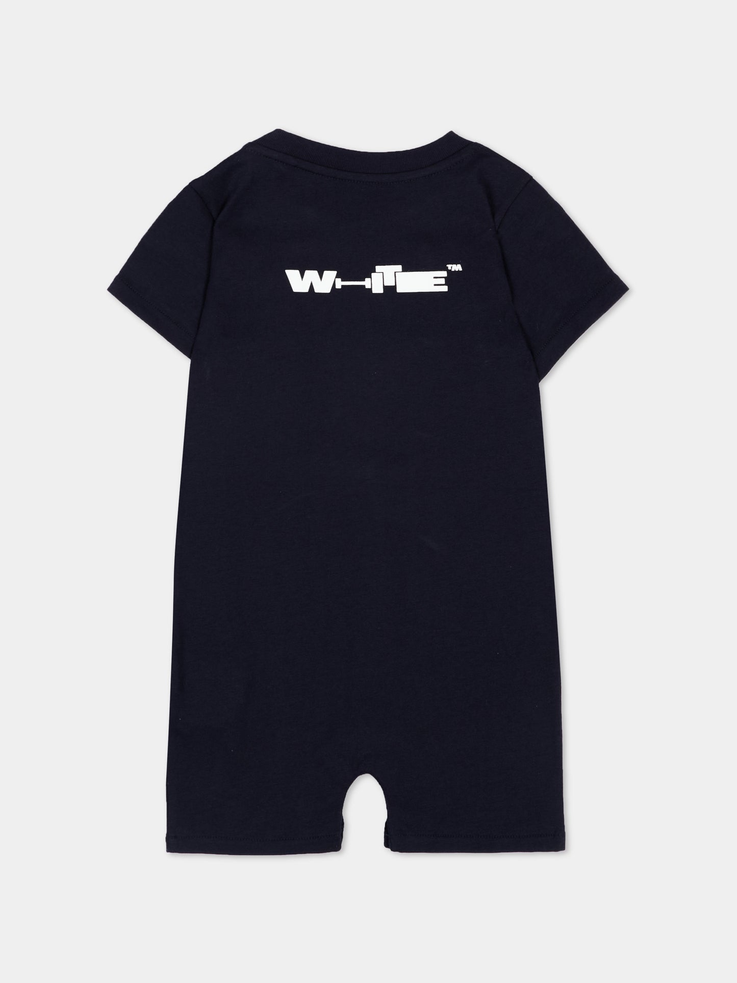 Pagliaccetto blu per neonati con logo,Off White,44BXJ002S26J001410