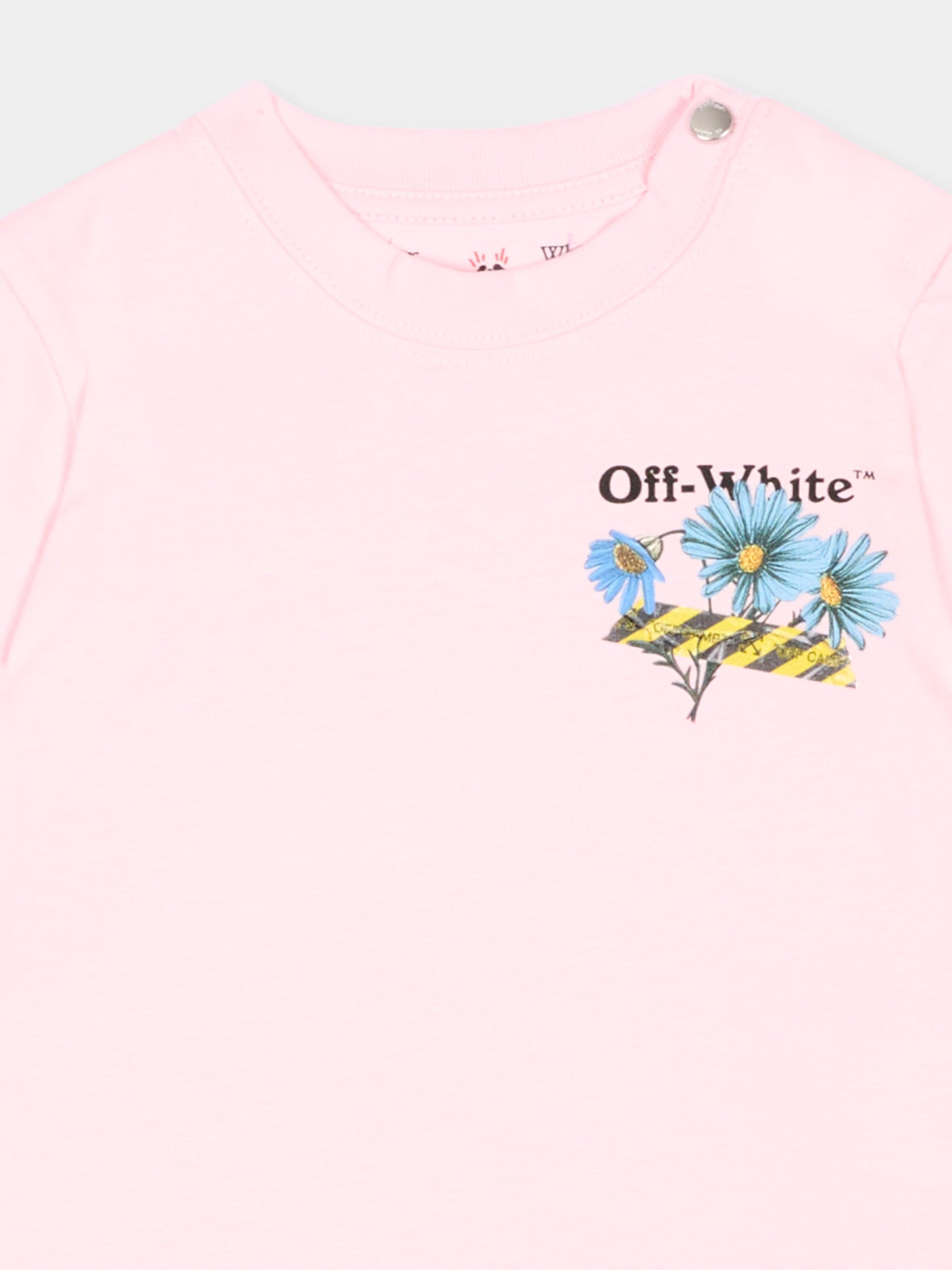 Completo sportivo rosa per neonata con fiori,Off White,44G2X00CS26J001683