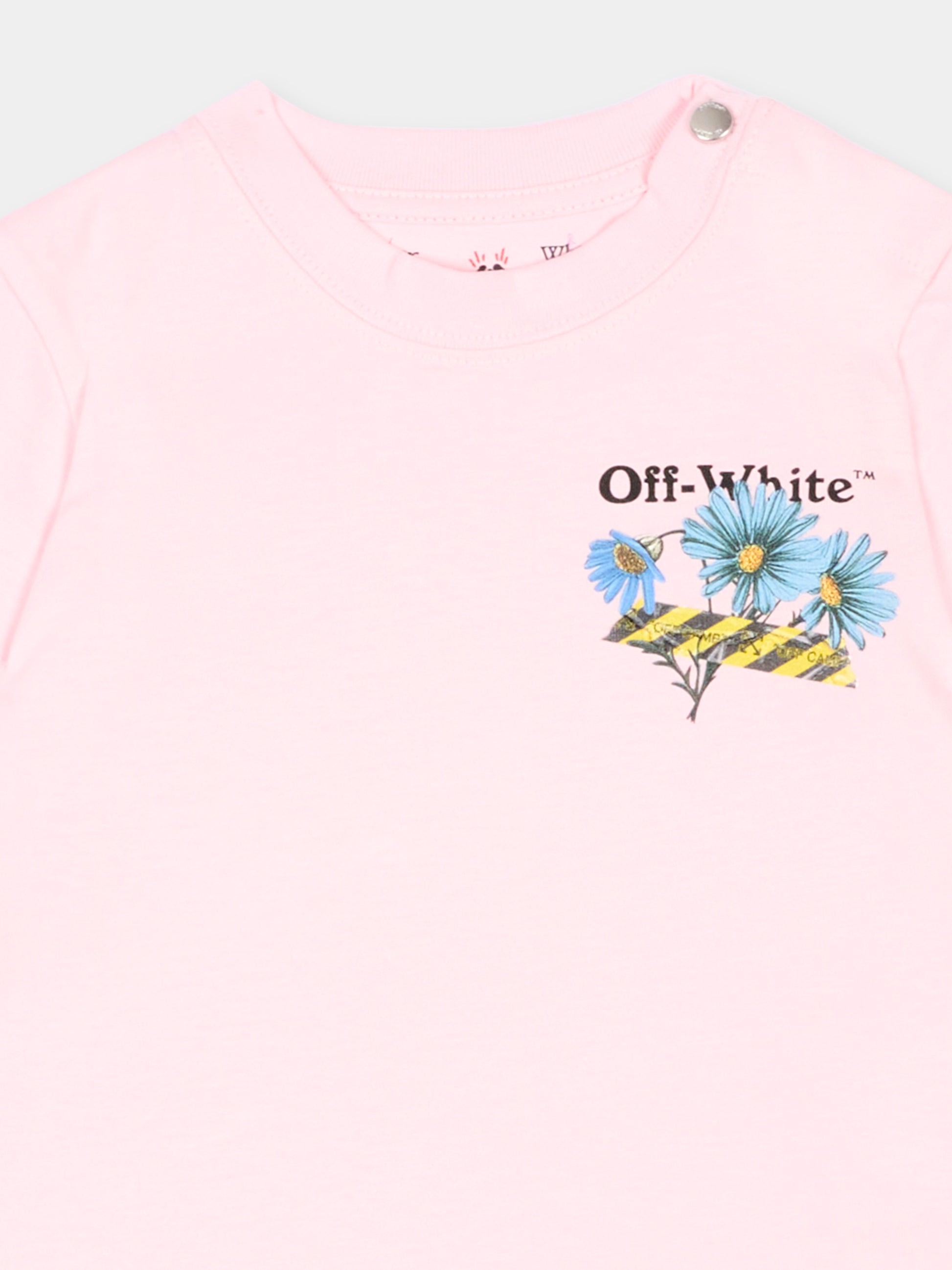 Completo sportivo rosa per neonata con fiori,Off White,44G2X00CS26J001683