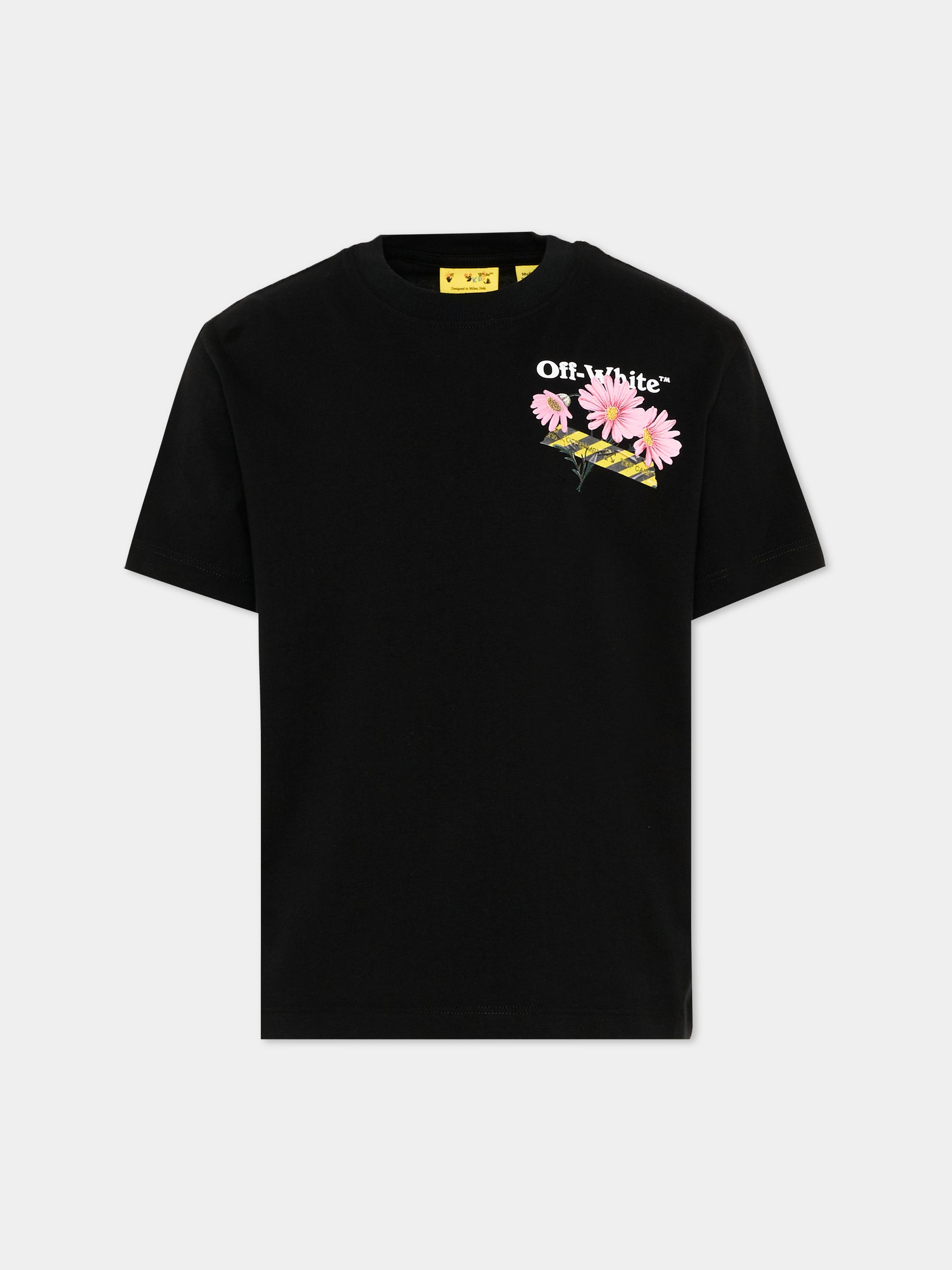 T-Shirt nera per bambina con logo,Off White,44GAA001S26J004001