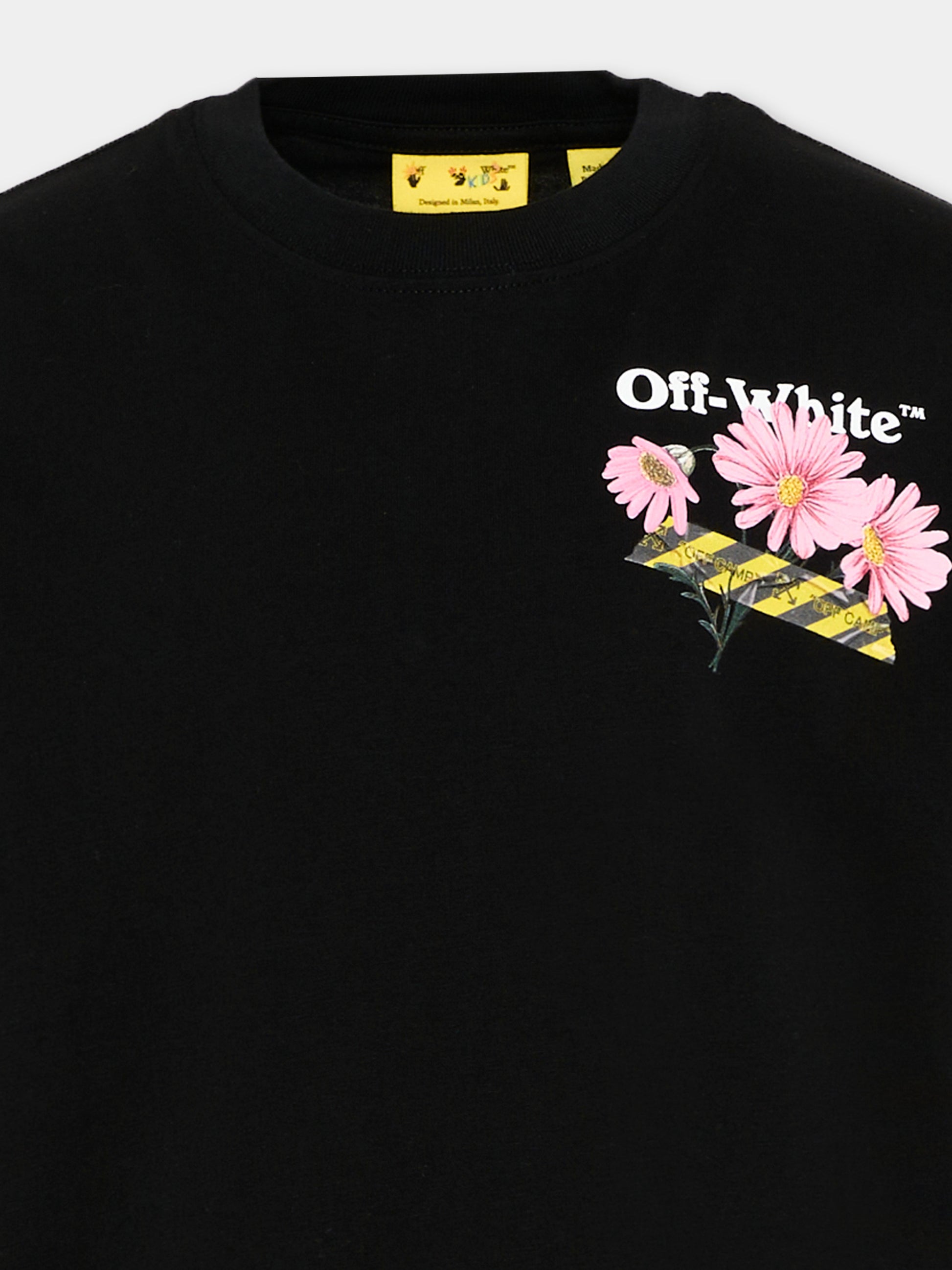 T-Shirt nera per bambina con logo,Off White,44GAA001S26J004001