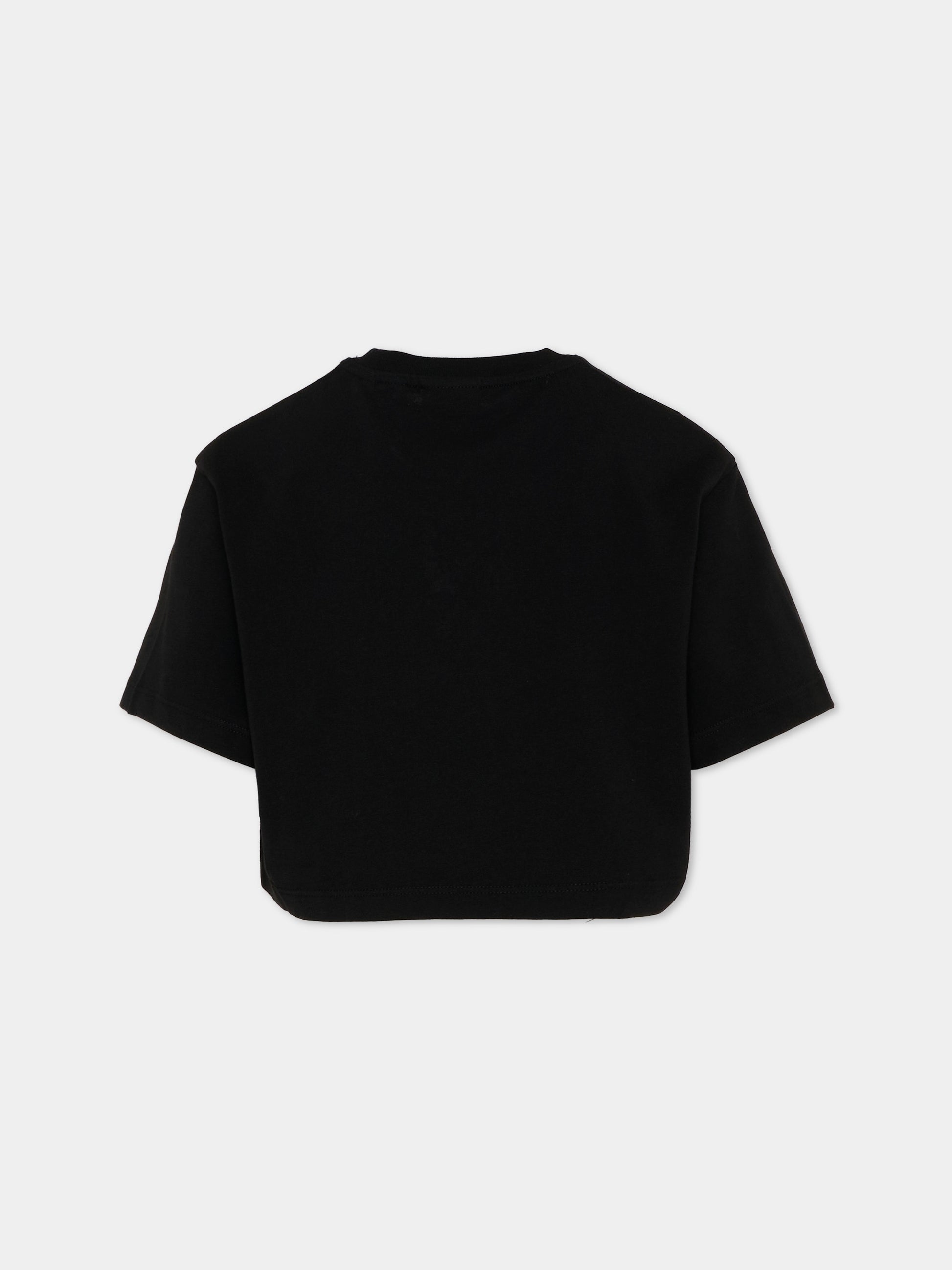 T-Shirt nera per bambina con logo,Off White,44GAA019S26J002001