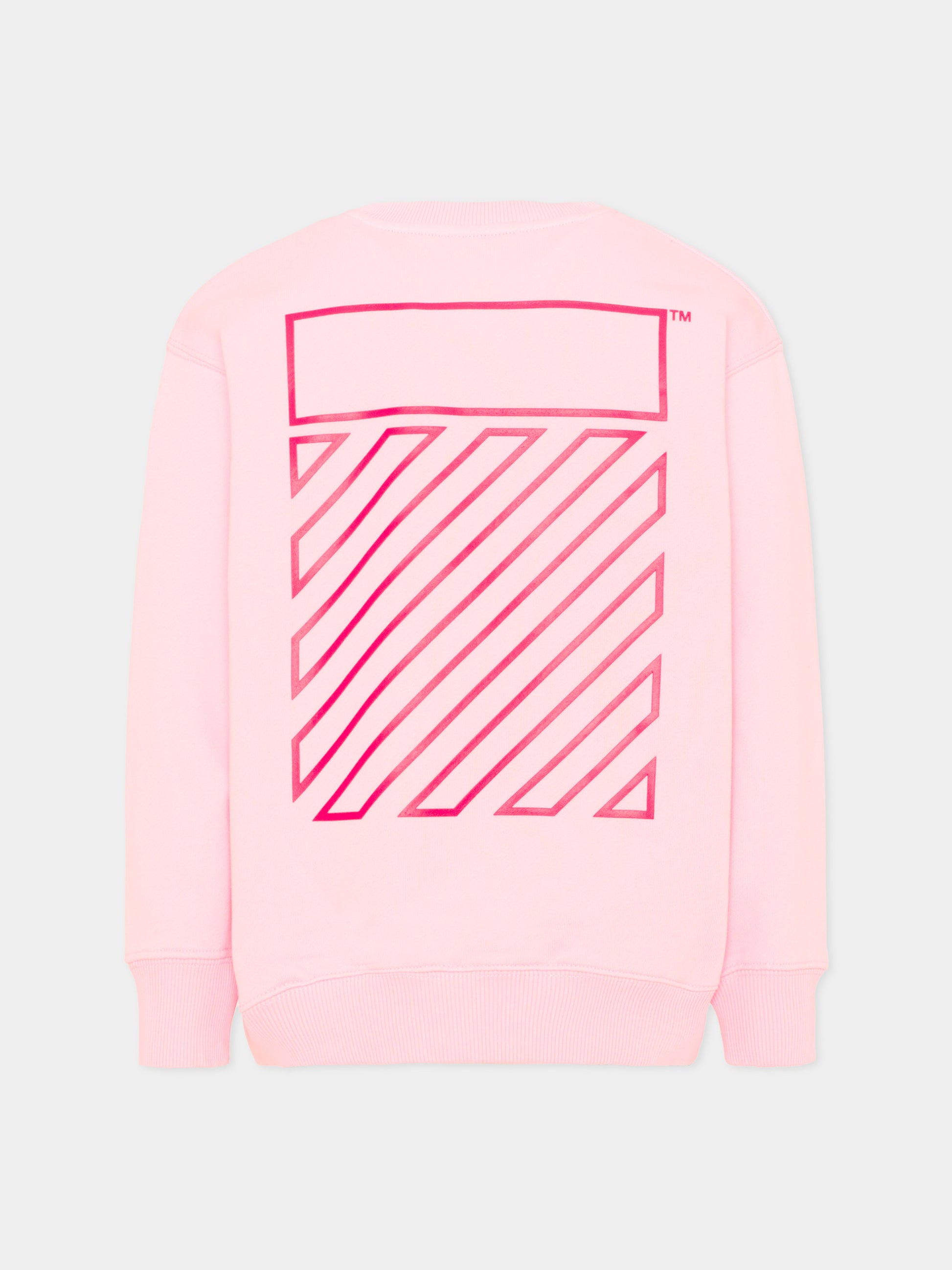 Felpa rosa per bambina con logo,Off White,44GBA001S26F005683