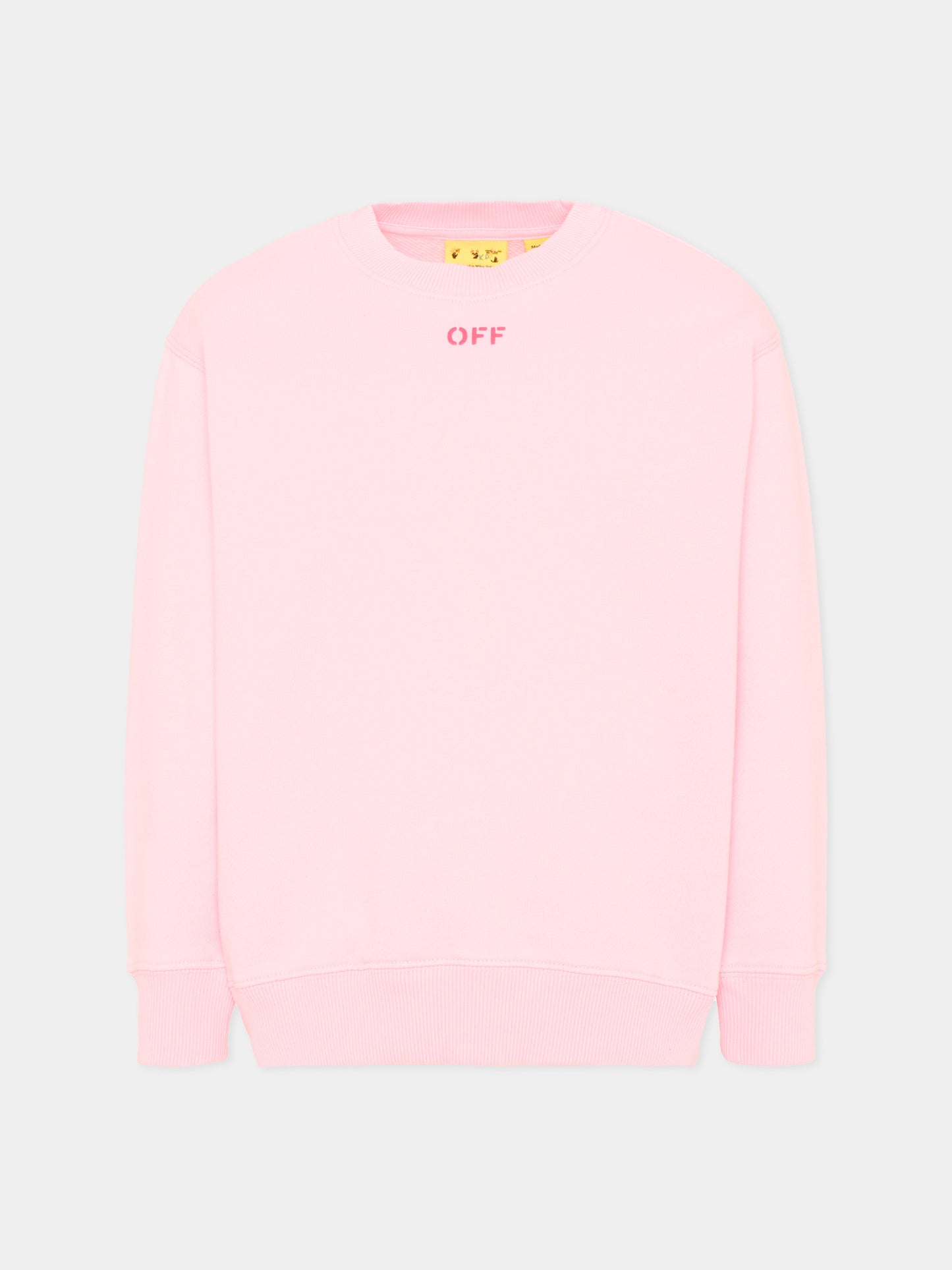 Felpa rosa per bambina con logo,Off White,44GBA001S26F005683
