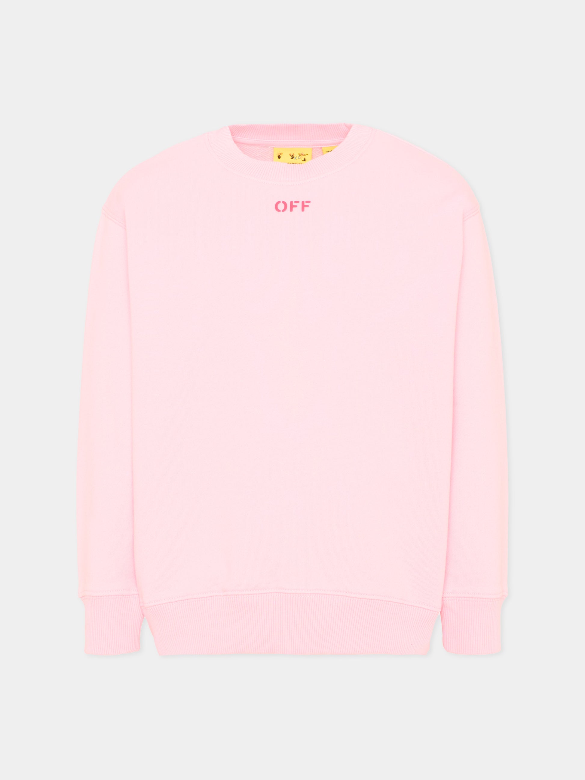 Felpa rosa per bambina con logo,Off White,44GBA001S26F005683