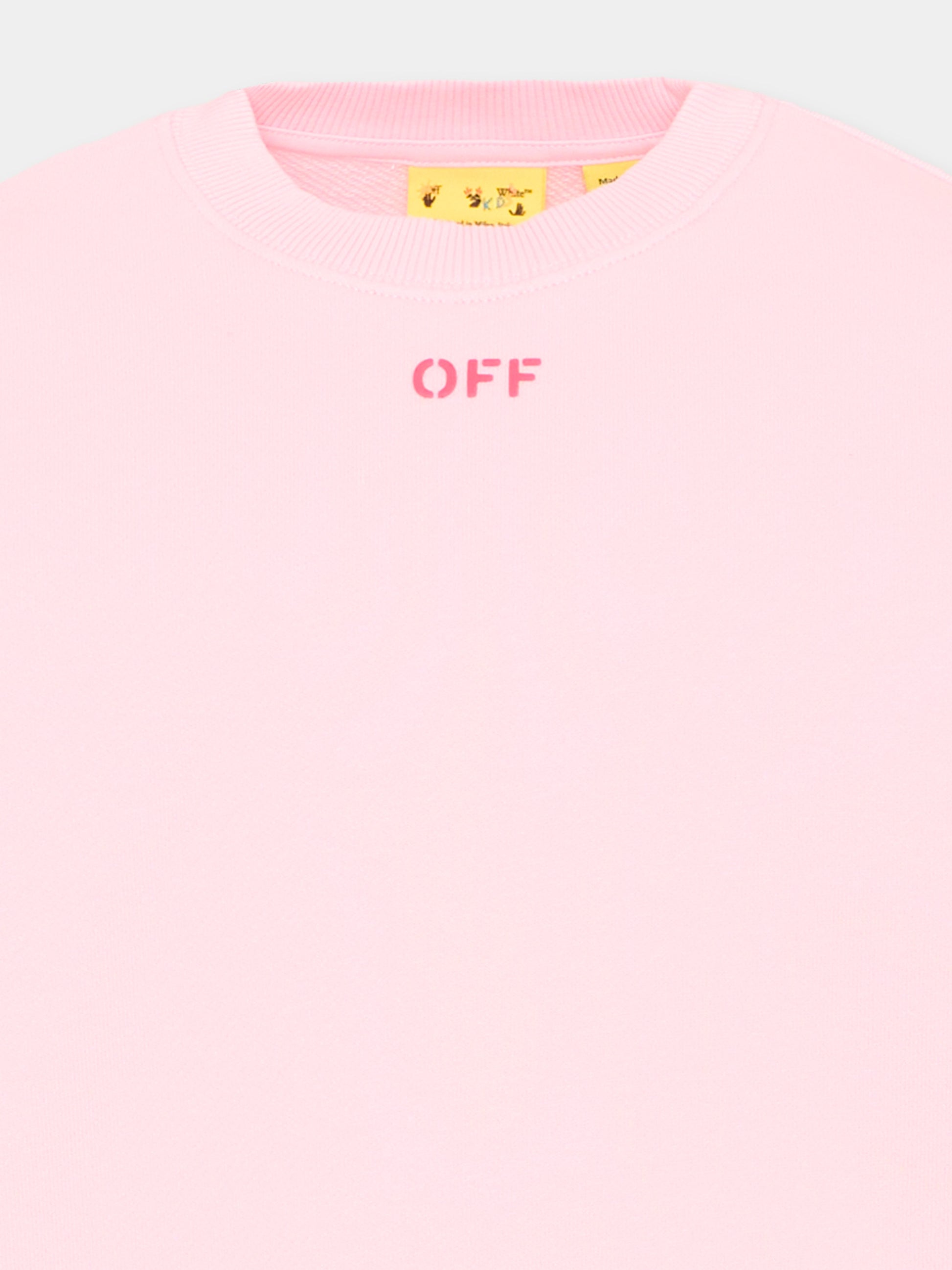 Felpa rosa per bambina con logo,Off White,44GBA001S26F005683