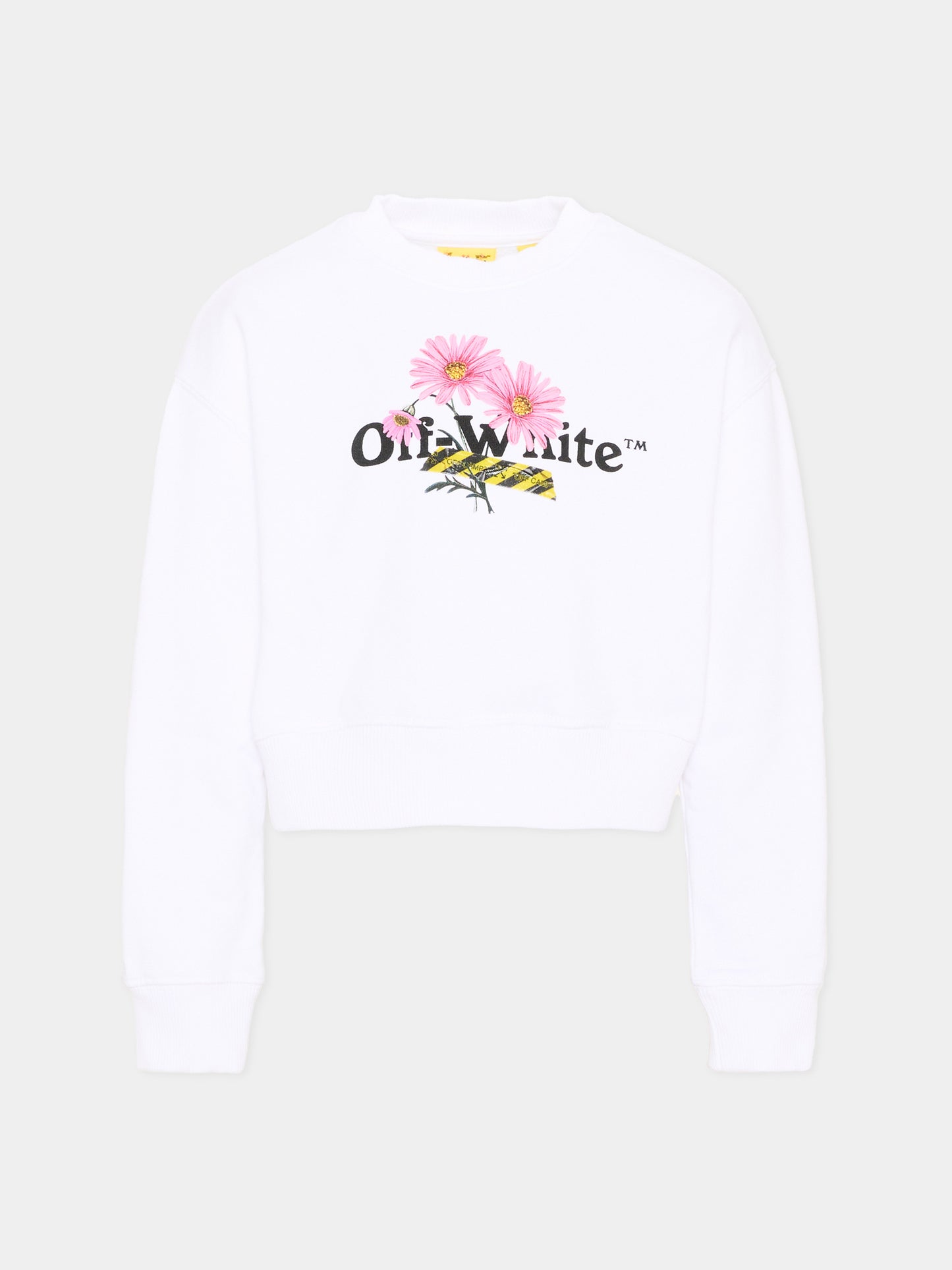 Felpa bianca per bambina con fiori,Off White,44GBA013S26F001100