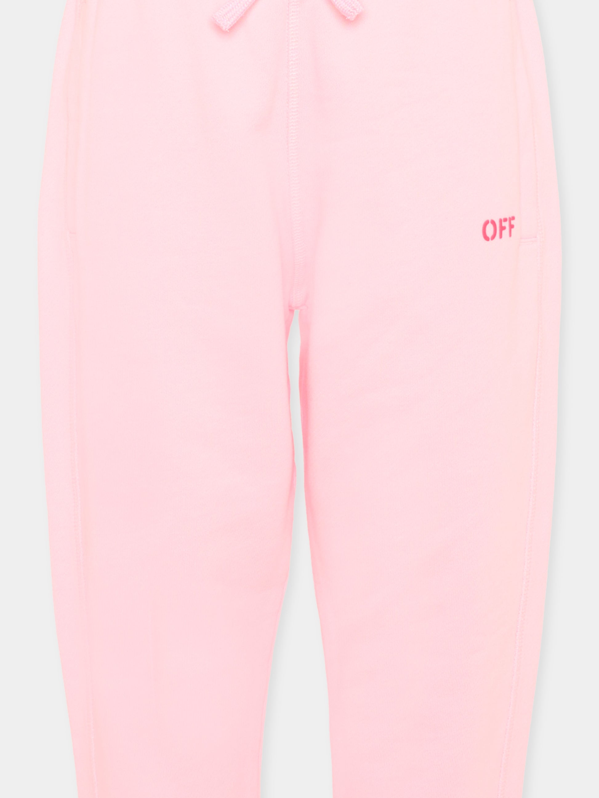 Pantaloni sportivi rosa per bambina con logo,Off White,44GCH001S26F001683