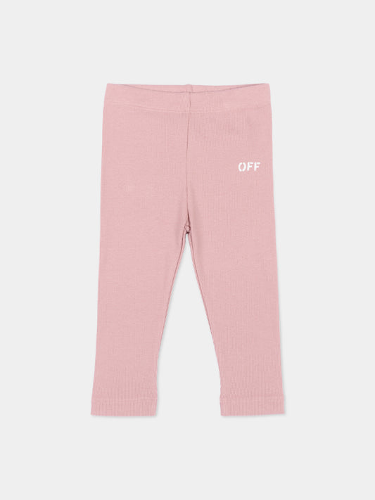 Leggings rosa per neonata con logo,Off White,44GX3001S26J001651