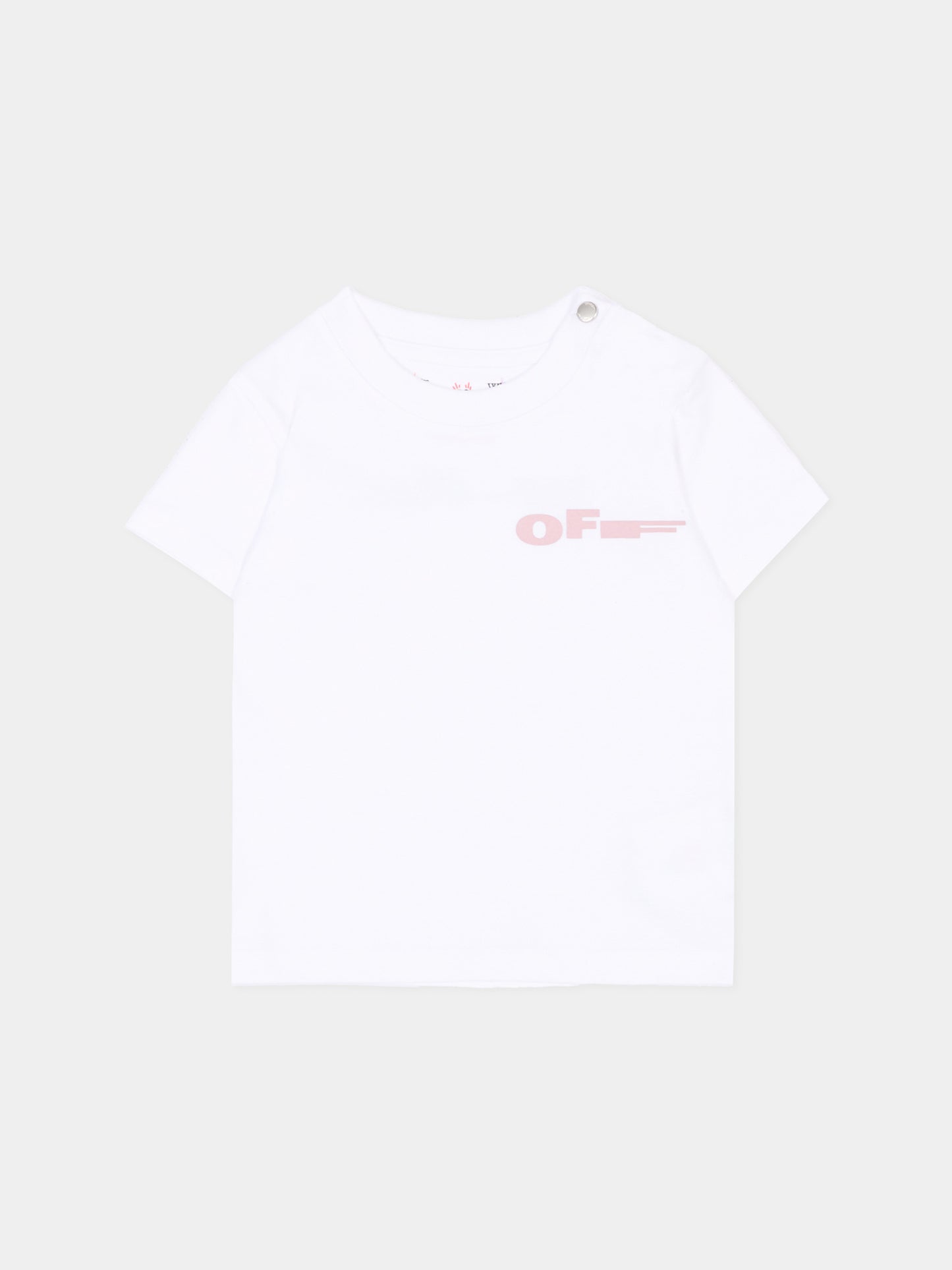 T-Shirt bianca per neonata con logo,Off White,44GXB001S26J002100