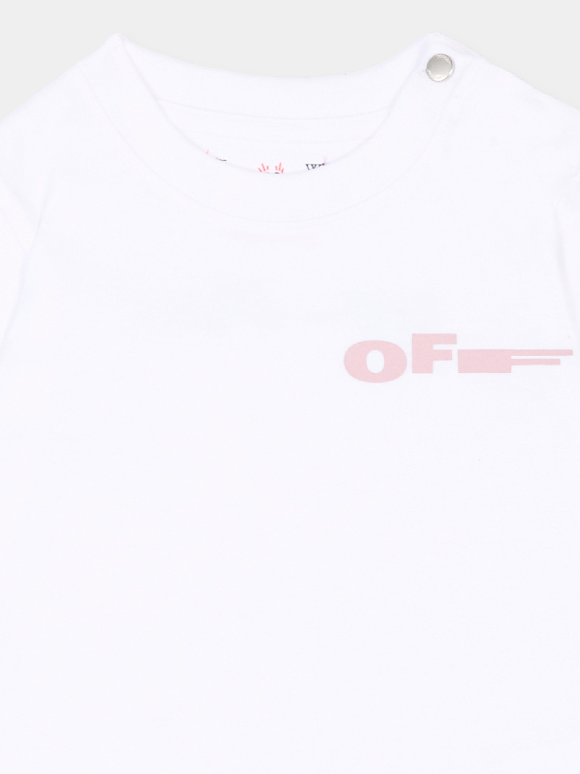 T-Shirt bianca per neonata con logo,Off White,44GXB001S26J002100