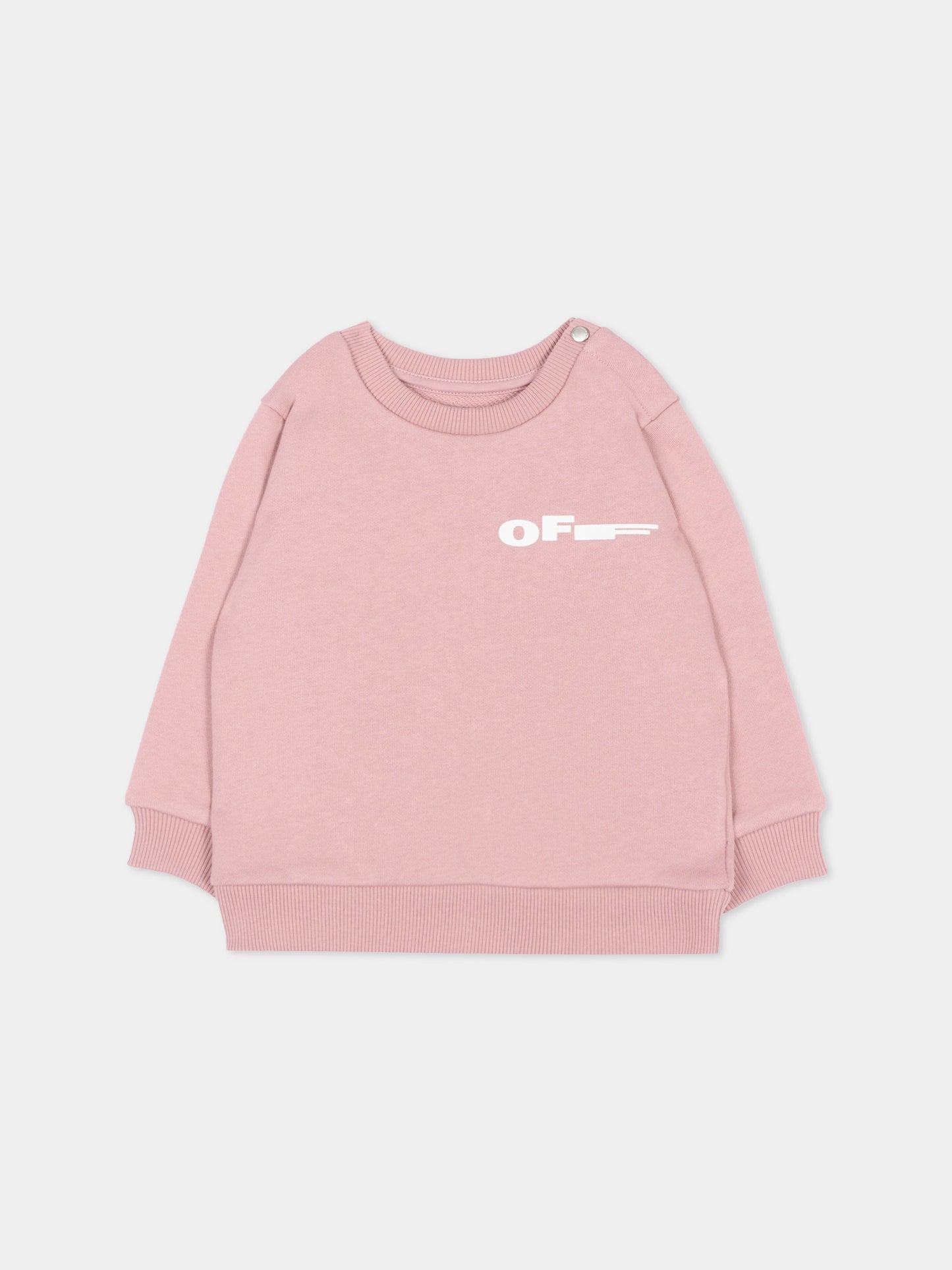 Felpa rosa per neonata con logo,Off White,44GXC001S26F001651