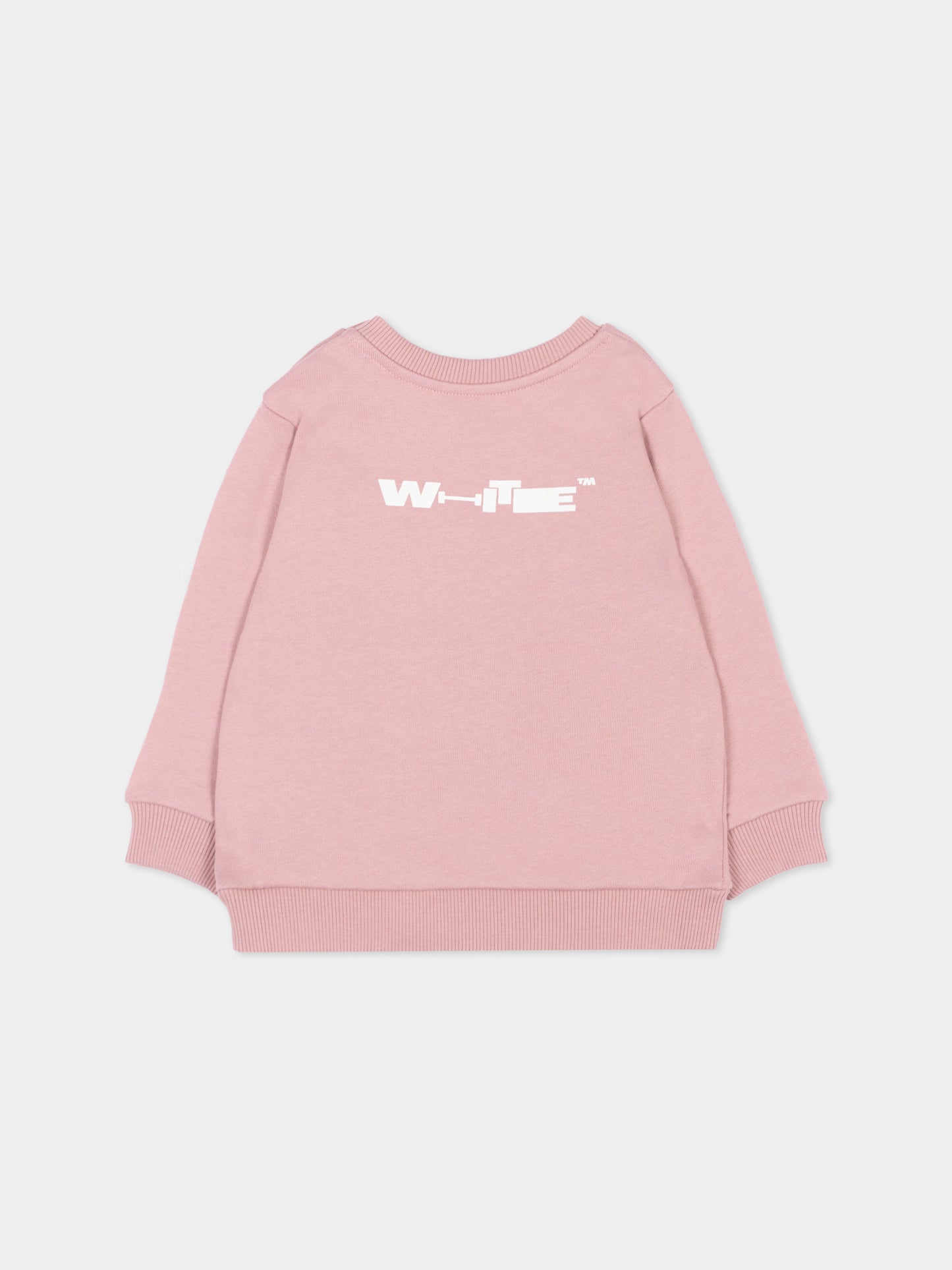 Felpa rosa per neonata con logo,Off White,44GXC001S26F001651