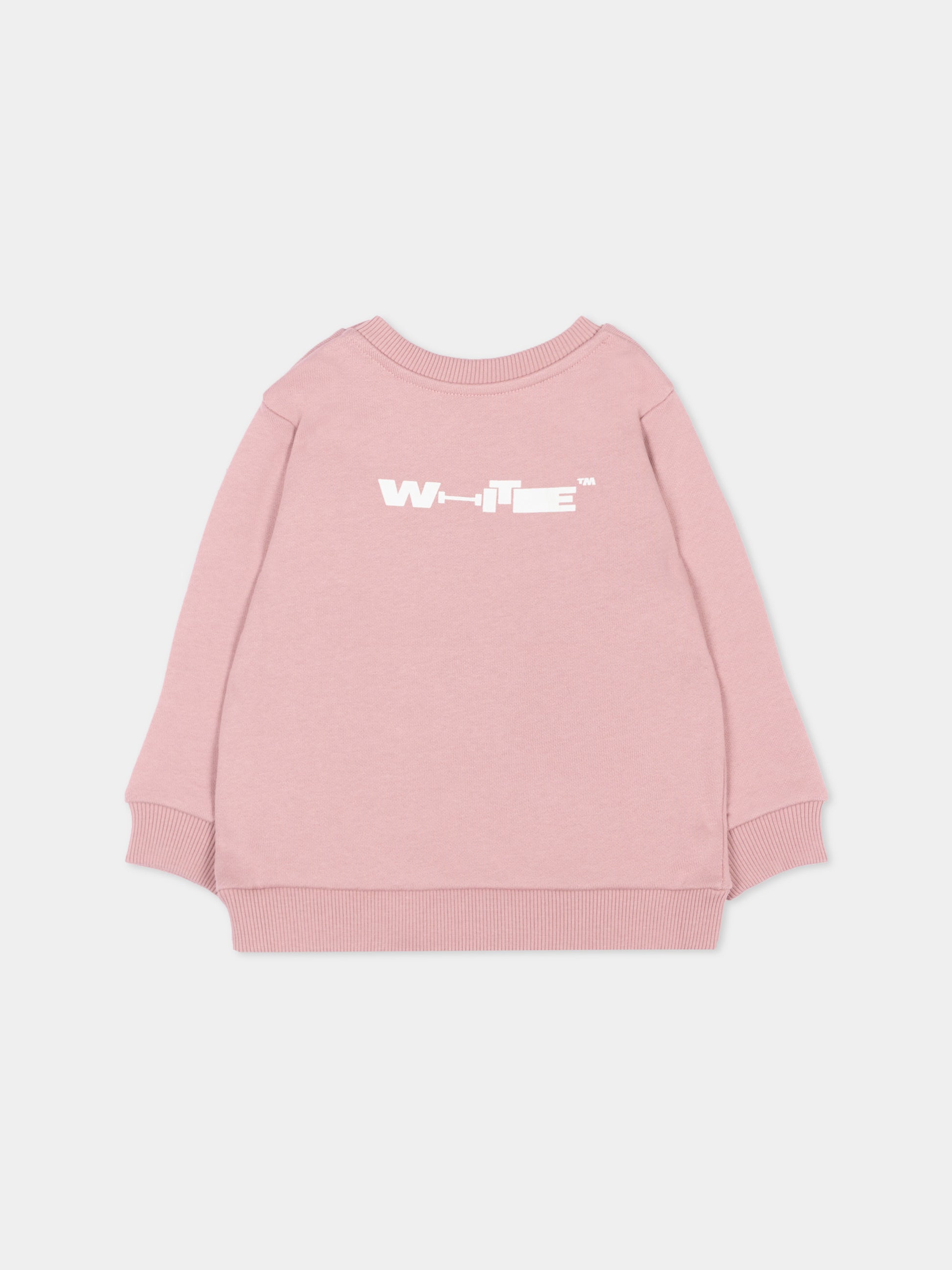 Felpa rosa per neonata con logo,Off White,44GXC001S26F001651