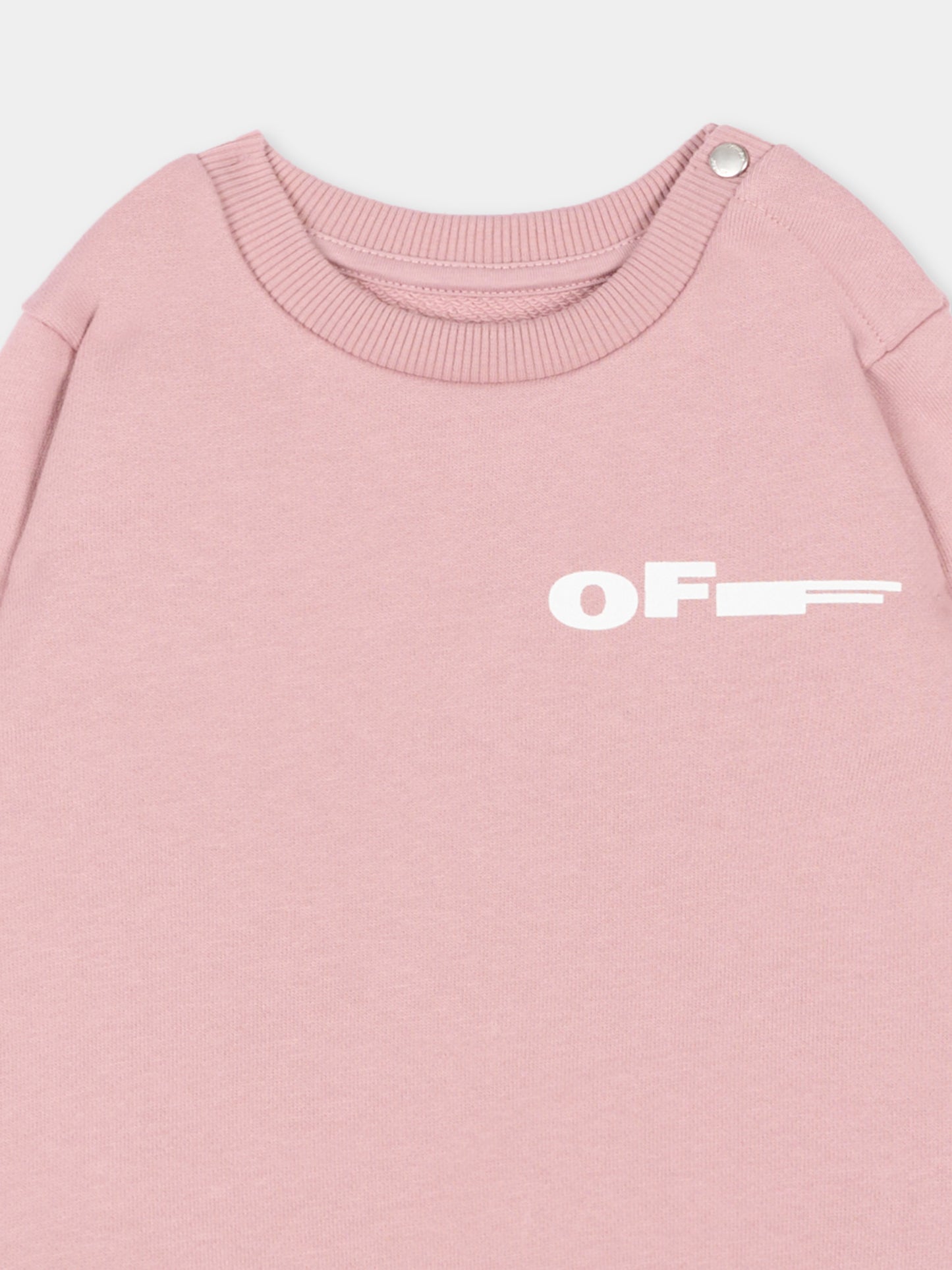 Felpa rosa per neonata con logo,Off White,44GXC001S26F001651