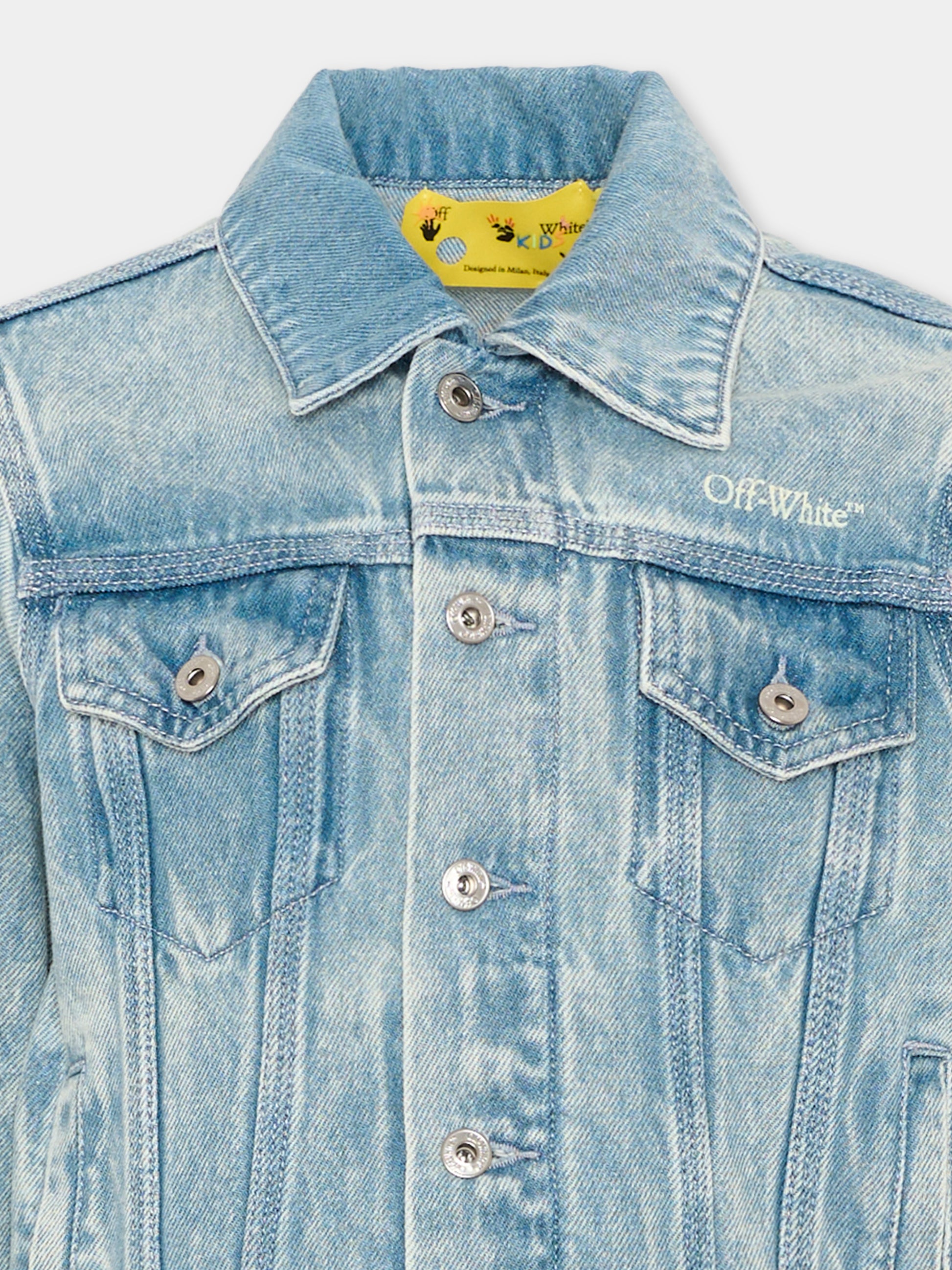 Giubbotto di jeans denim per bambina con logo,Off White,44GYE001S26D001452