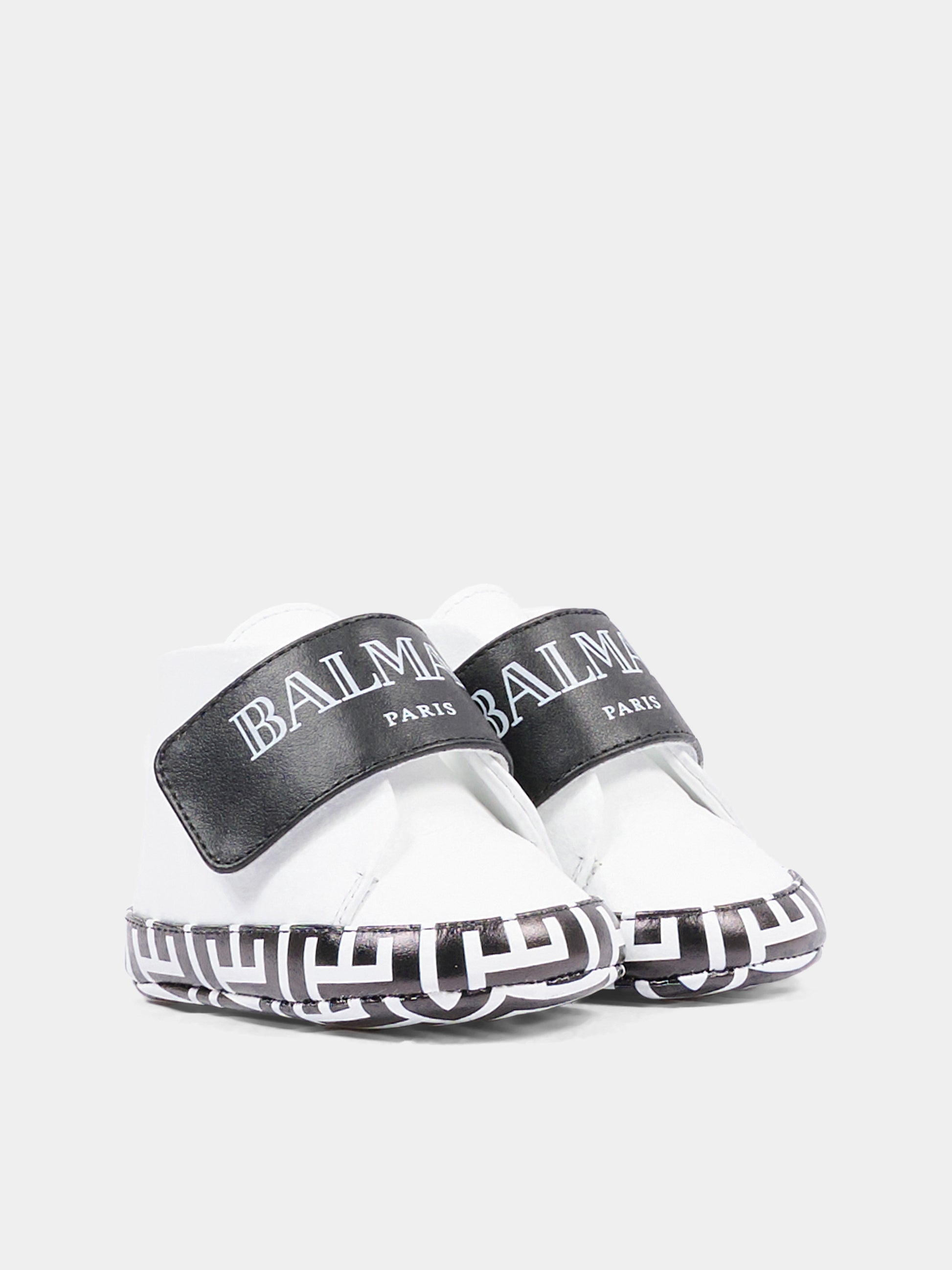 Sneakers bianche in pelle per neonati con logo,Balmain Kids,BY0546-Y0051 100NE