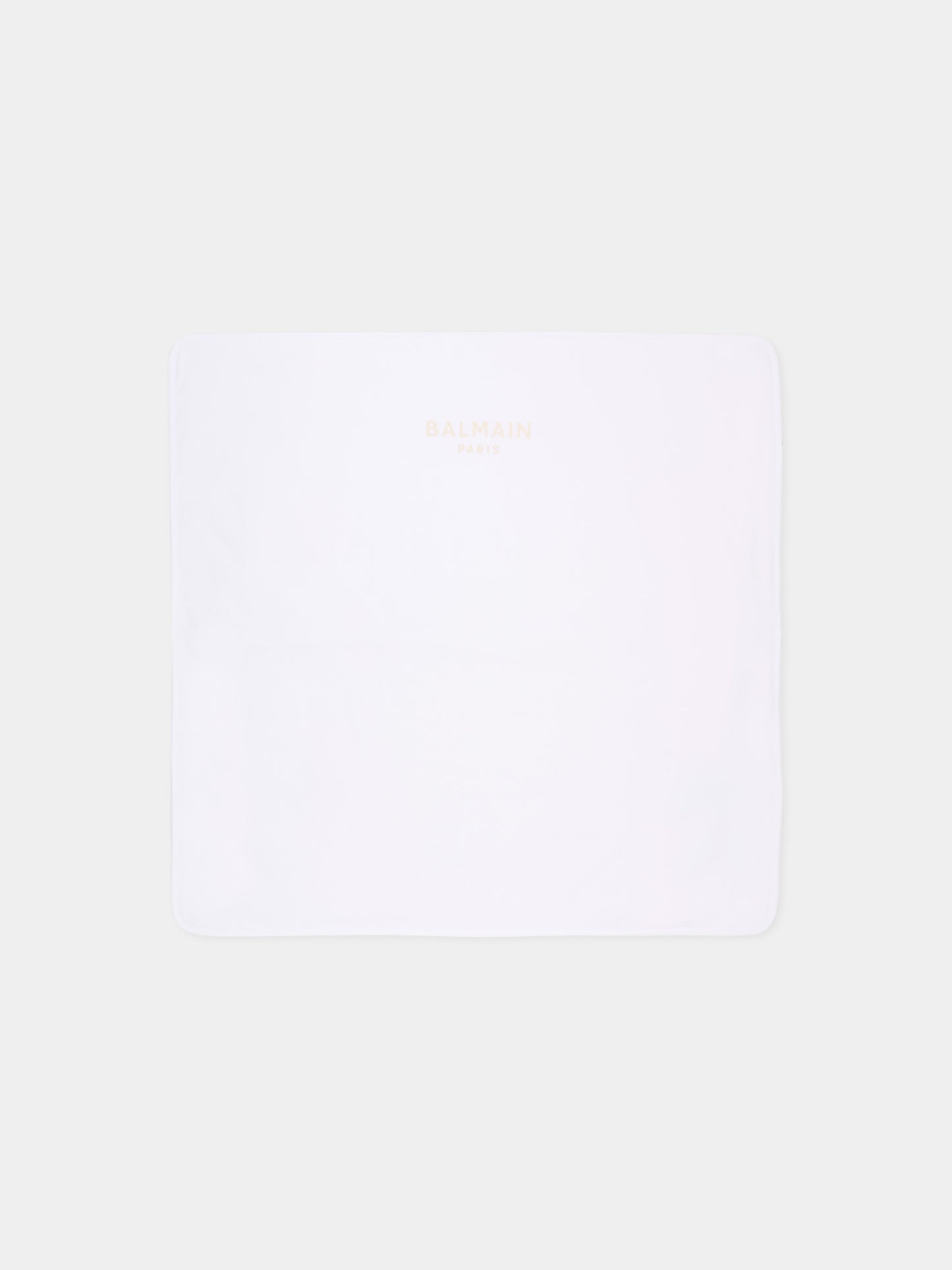 Coperta bianca per neonati con logo,Balmain Kids,BY0620-Z3278 100BG