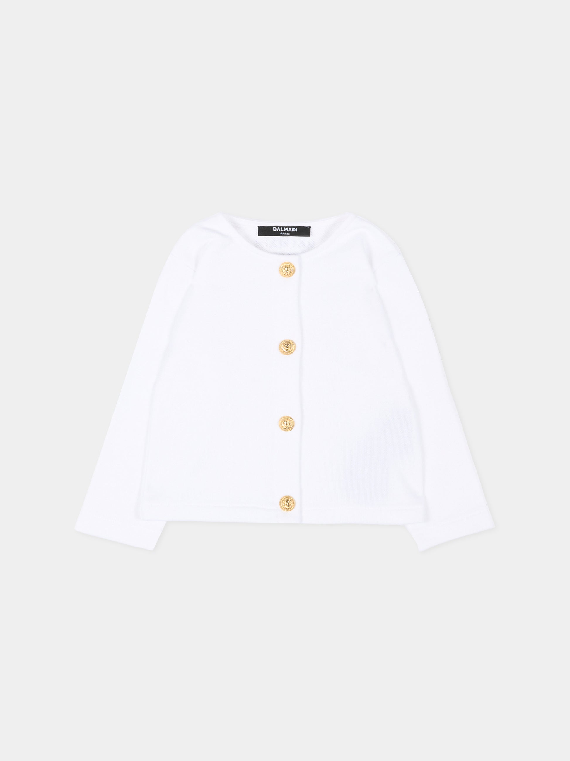 Giaccca bianca per neonata con bottoni dorati,Balmain Kids,BY2054-Z3183 100NE