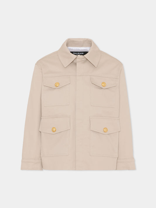 Giacca beige per bambino con bottoni oro,Balmain Kids,BY2P47-G0197 107