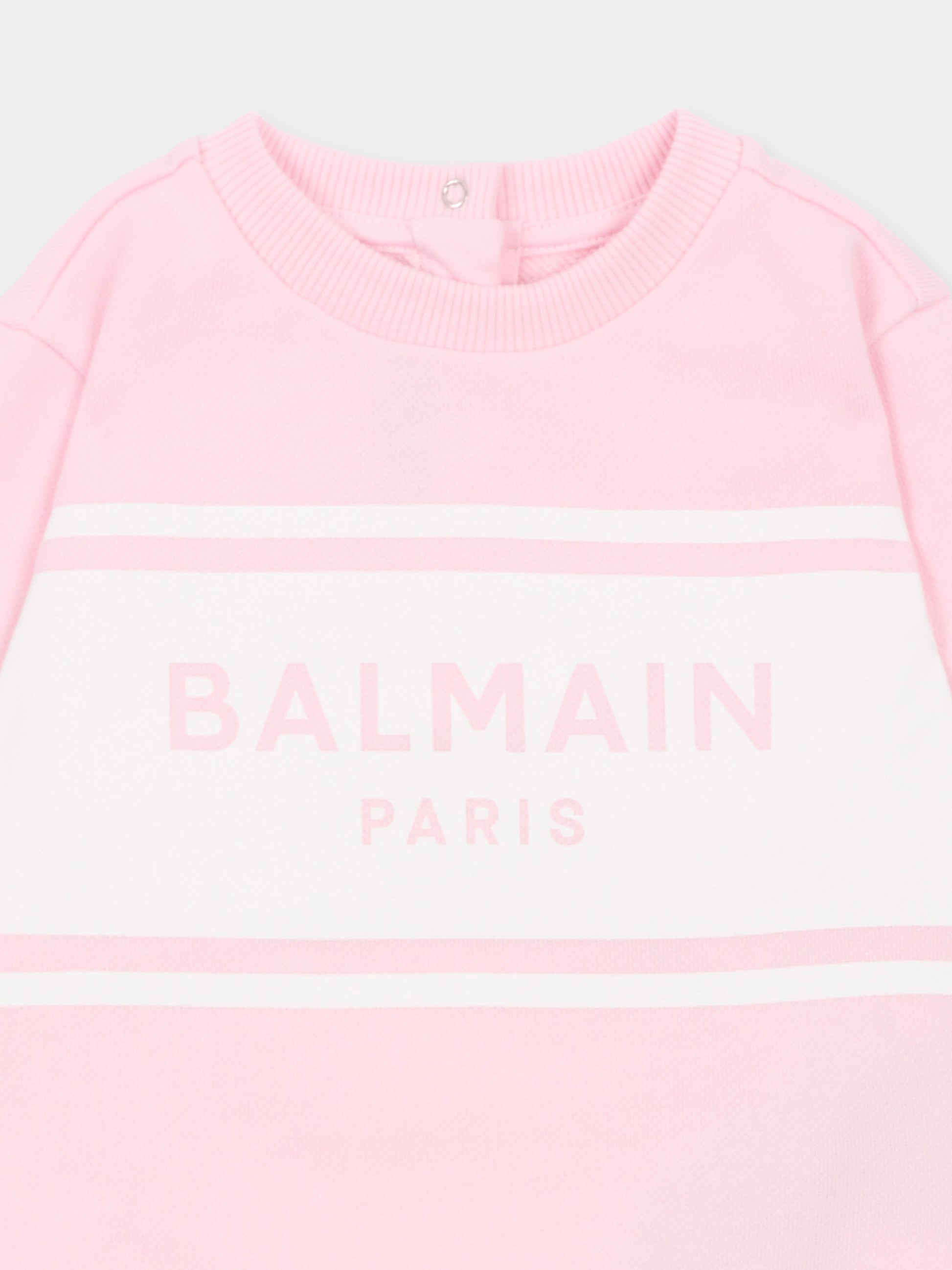 Felpa rosa per bambina con logo,Balmain Kids,BY4000-Z3183 51EBC