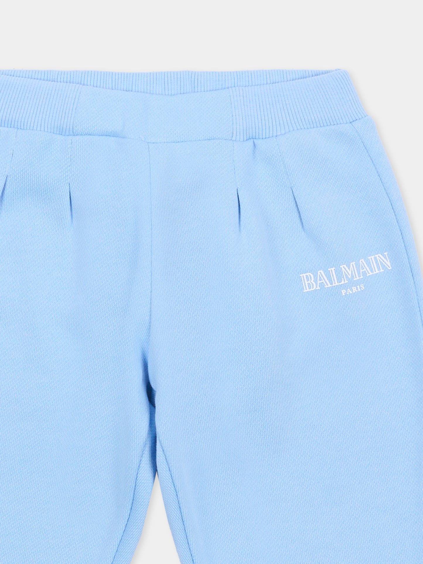 Pantaloni celesti sportivi per neonato con logo,Balmain Kids,BY6540-Z3183 652BC