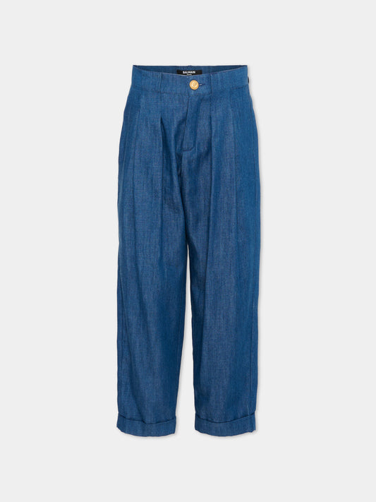 Pantalone blu per bambino,Balmain Kids,BY6R50-P0588 625