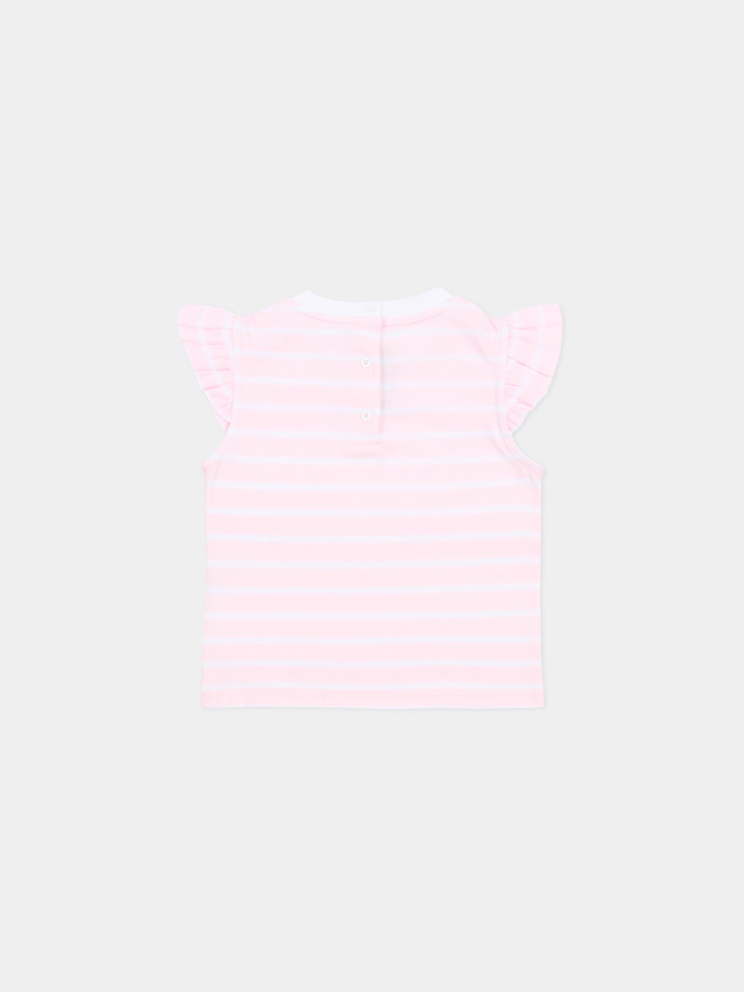 T-shirt rosa per neonata con logo,Balmain Kids,BY8011-Z3657 51EBC