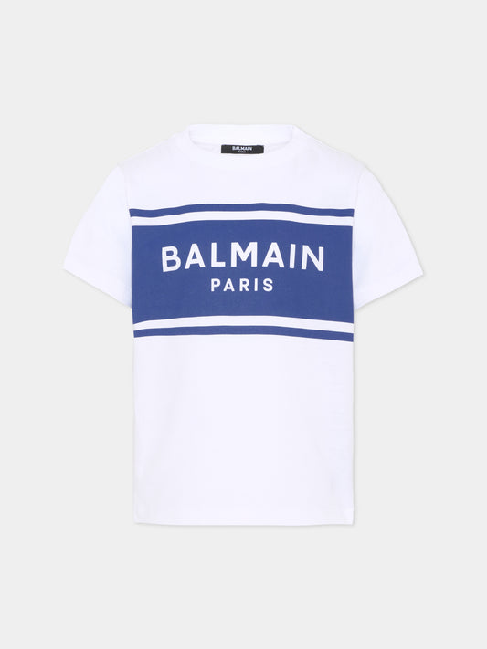 T-shirt bianca per bambino con logo,Balmain Kids,BY8P11-Z3672 100BL