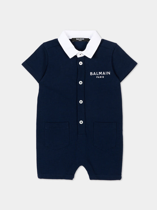 Tutina blu per neonato con logo,Balmain Kids,BYA501-Z3658 617BC
