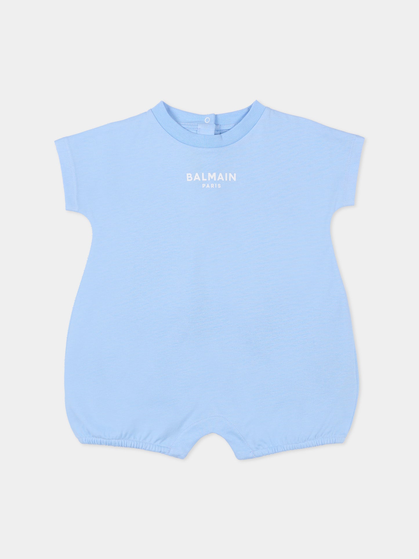 Pagliaccetto celeste per neonato con logo,Balmain Kids,BYB510-Z3672 652BC