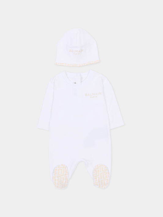 Set tutina bianco per neonati con logo,Balmain Kids,BYB560 Z3278 100BG