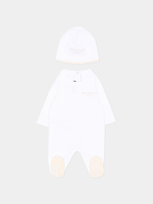 Set tutina bianco per neonati con logo