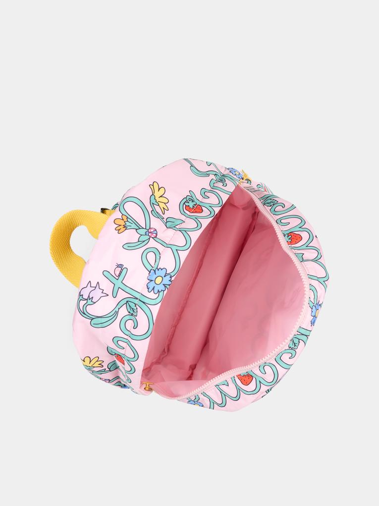 Zaino rosa per bambina con logo e fiori,Stella Mccartney Kids,TY0A08-Z3426 51RMC