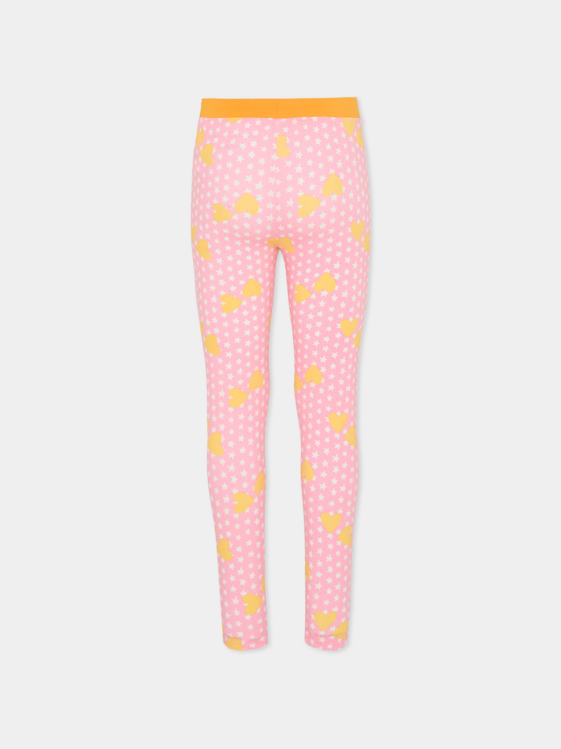 Leggings rosa per bambina con stelle e cuori,Stella Mccartney Kids,TY6A40-Z3417 51UMC