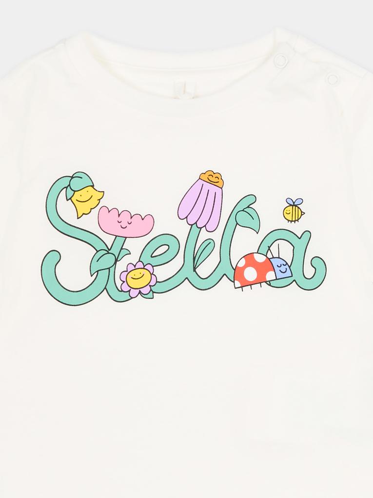 T-shirt avorio per neonata con logo,Stella Mccartney Kids,TY8011-Z0434 101