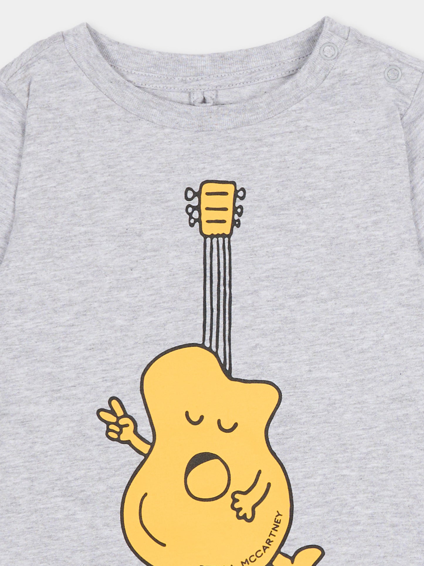 T-shirt grigia per neonato con stampa chitarra,Stella Mccartney Kids,TY8530-Z0434 807