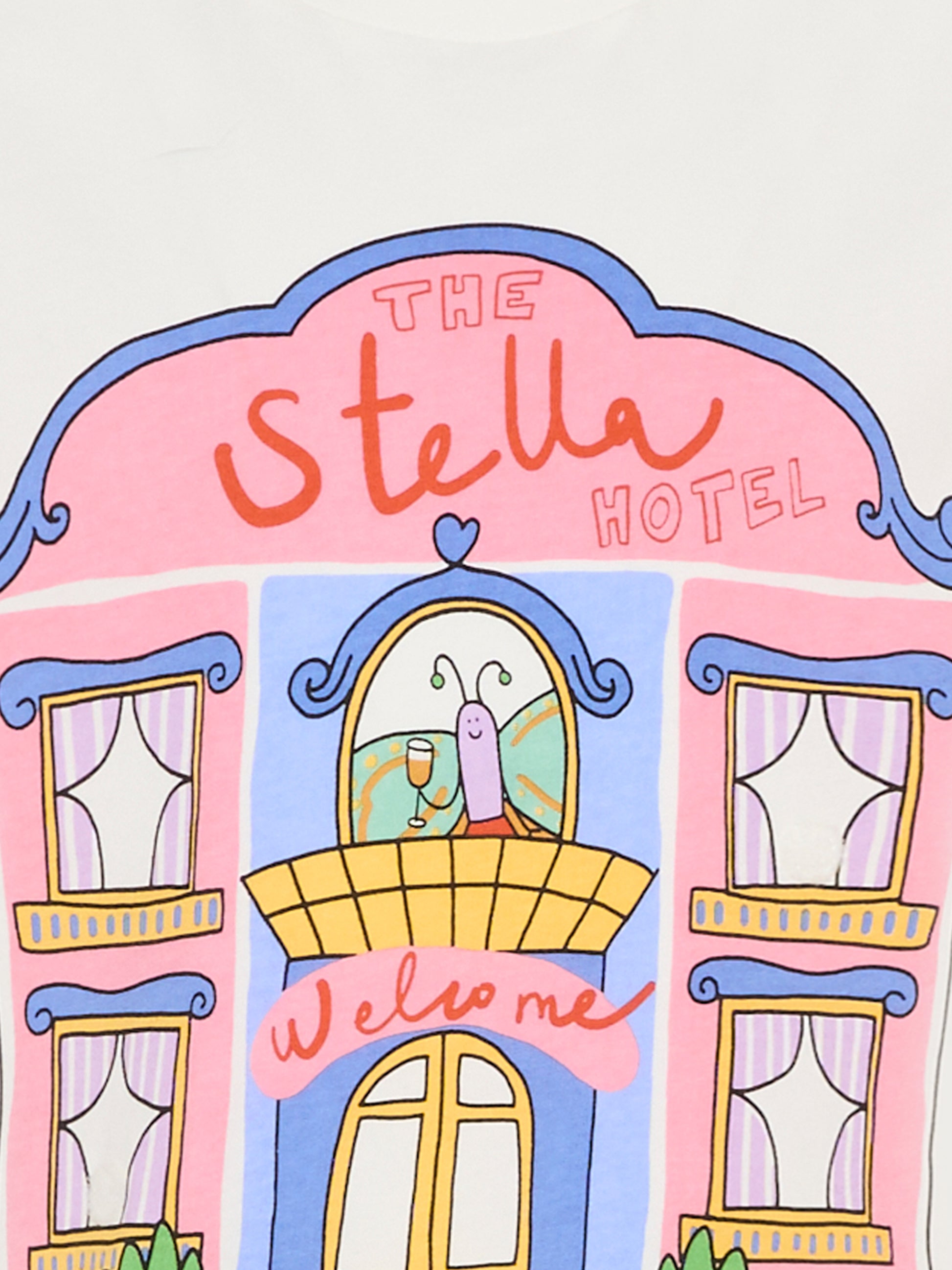 T-shirt avorio per bambina con stampa Stella hotel,Stella Mccartney Kids,TY8A11-Z0434 101