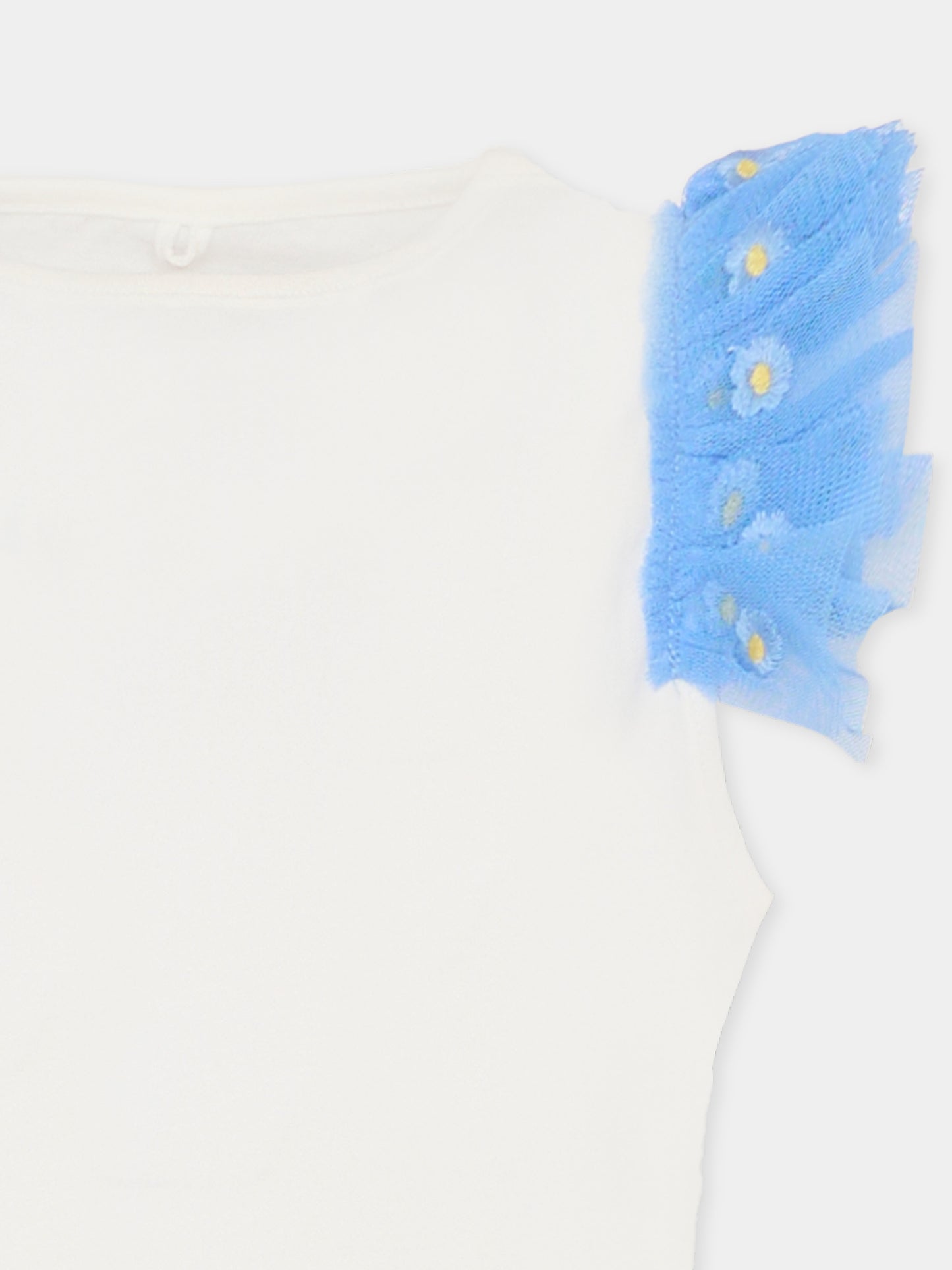 T-shirt avorio per bambina con fiori