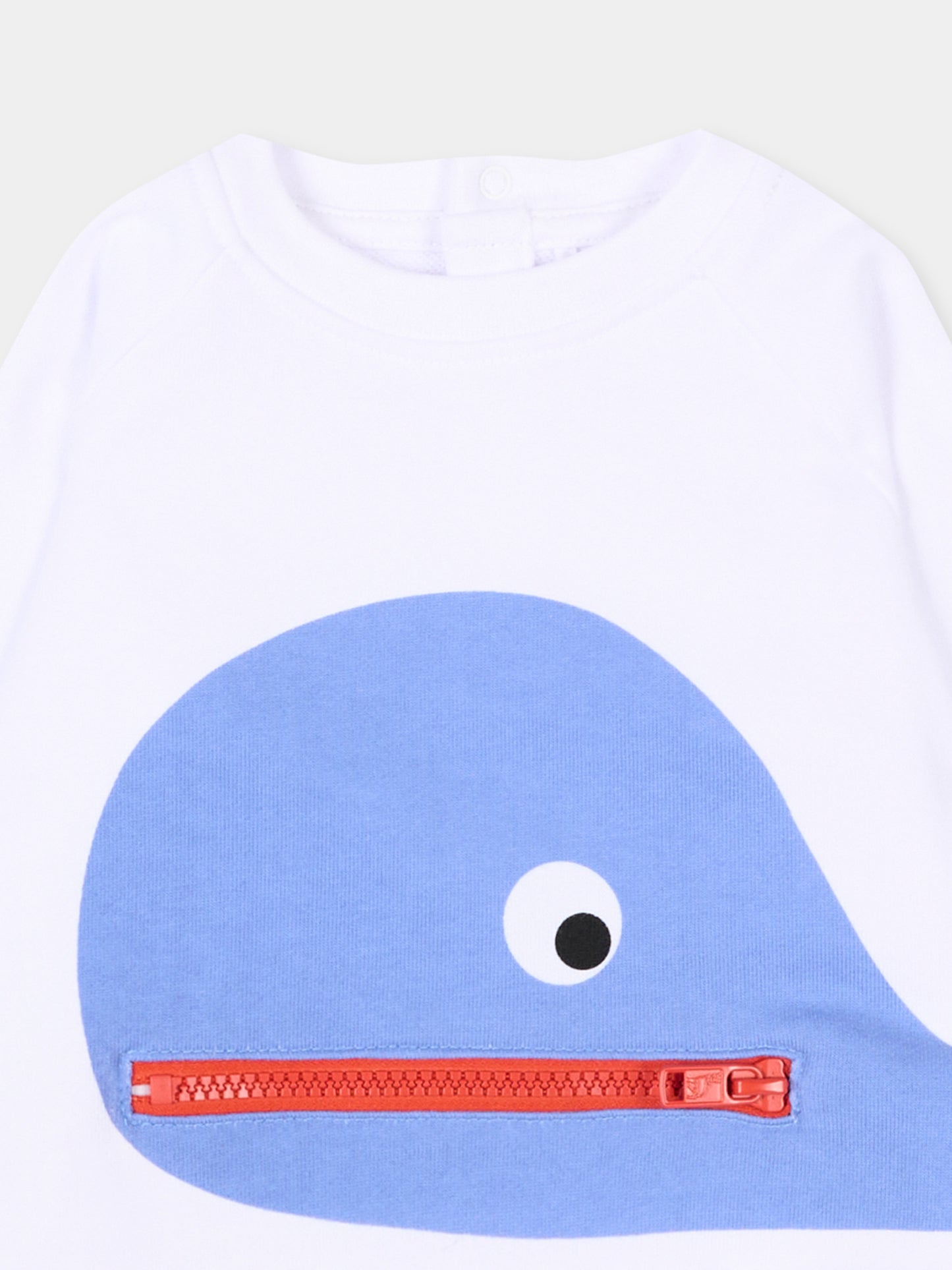 Felpa bianca per neonato con balena,Stella Mccartney Kids,TY4560-Z3409 100