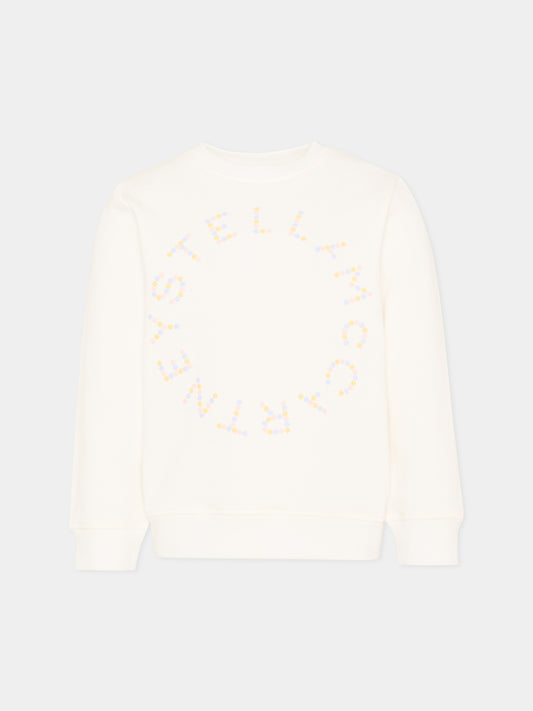 Felpa avorio per bambini con logo,Stella Mccartney Kids,TY4C10-Z3409 101