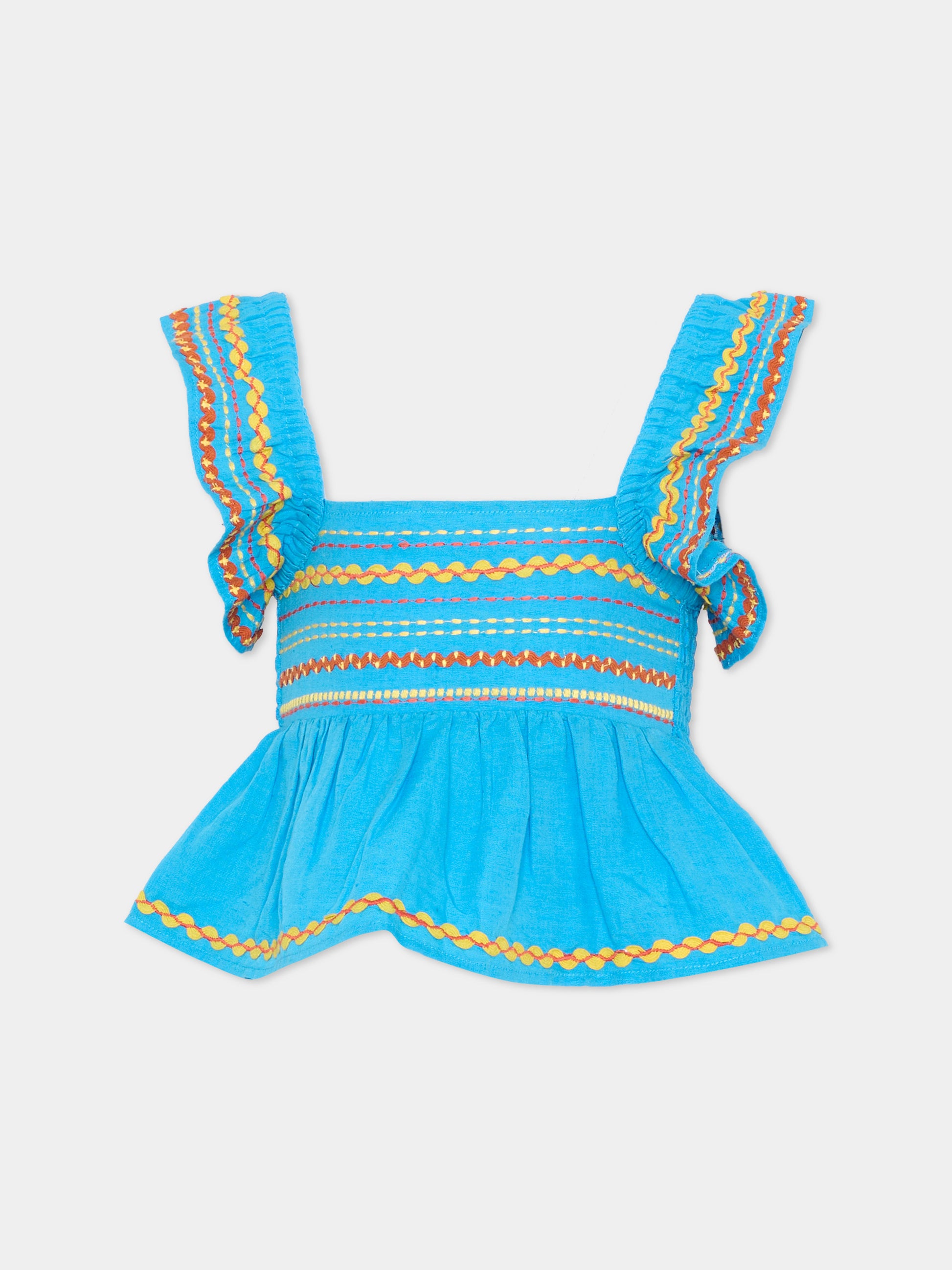 Top azzurro per bambina con volant,Stella Mccartney Kids,TY5A82-Z0138 673