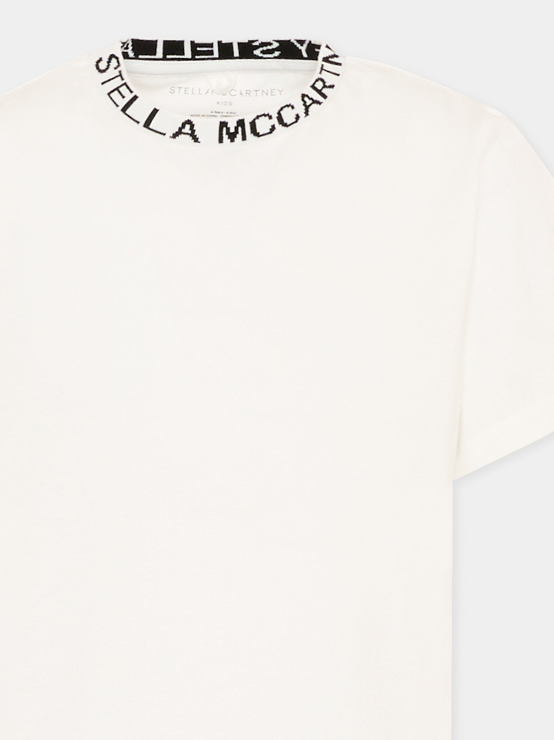 T-Shirt avorio per bambina con logo,Stella Mccartney Kids,TV8P71-Z0434 101