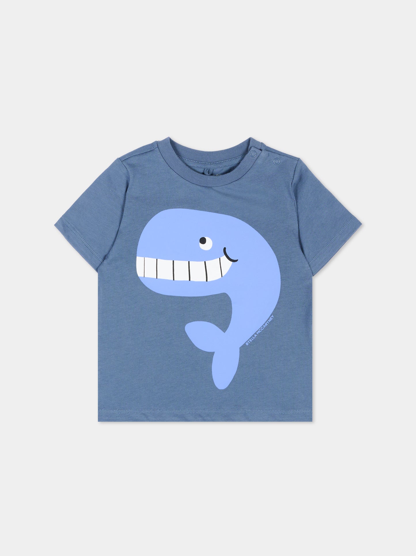 T-Shirt blu per neonato con balena,Stella Mccartney Kids,TY8540-Z0434 61B
