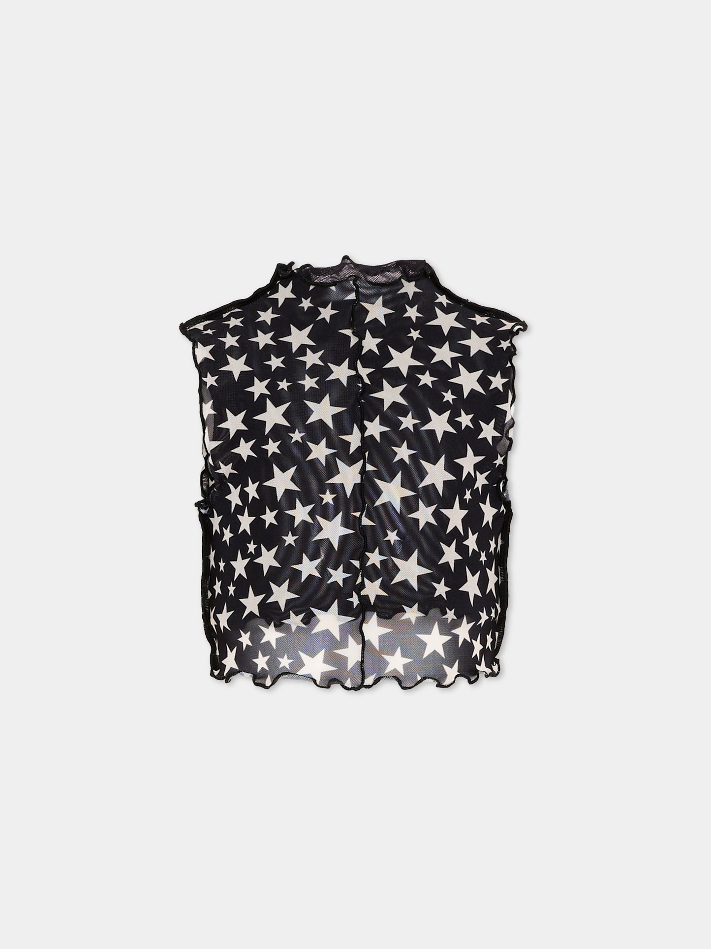 Top nero per bambina con stelle,Stella Mccartney Kids,TY8C52-Z3483 930AV