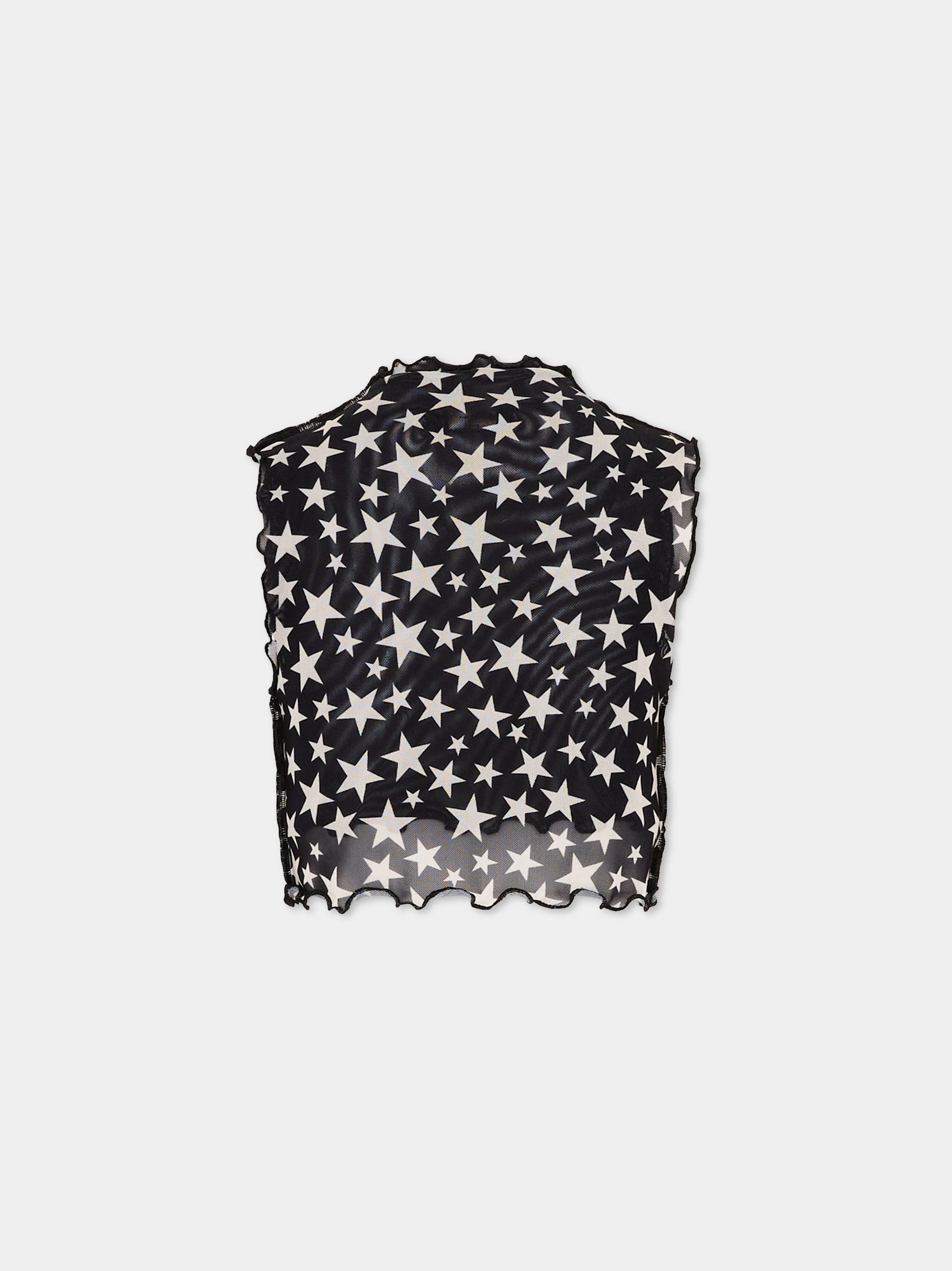 Top nero per bambina con stelle,Stella Mccartney Kids,TY8C52-Z3483 930AV